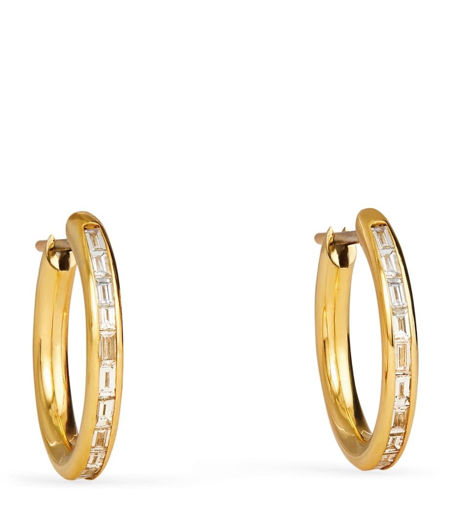 Spinelli Kilcollin Yellow Gold and Baguette-Cut Diamond Petite Miri Hoop Earrings Yellow Gold Image 1