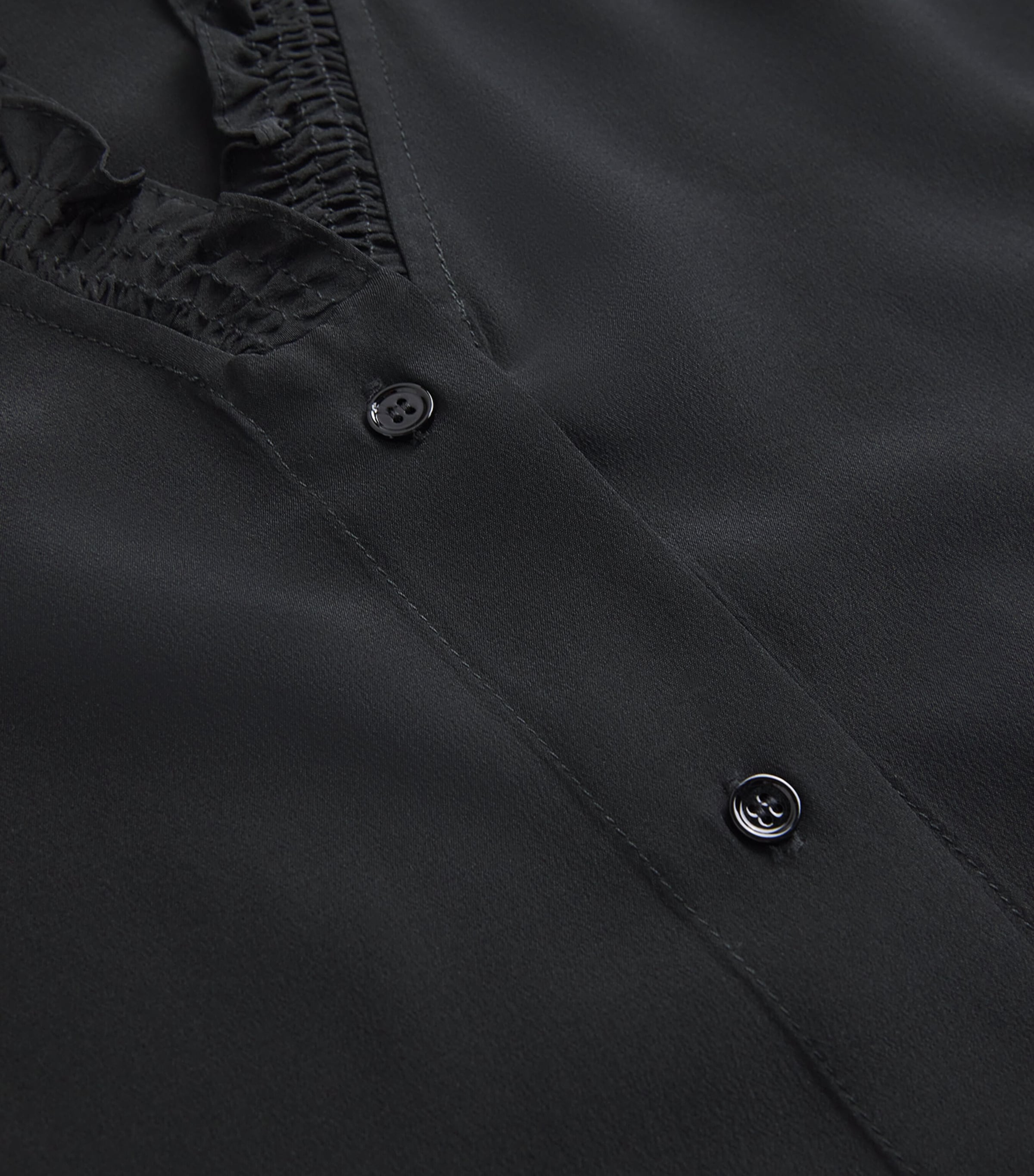 Silk Ruffle Collar Shirt BLACK Image 5