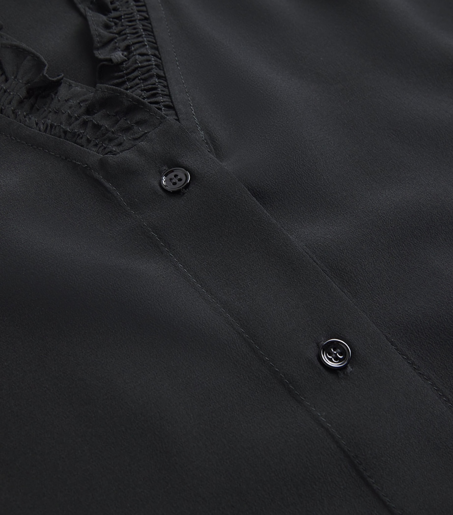Silk Ruffle Collar Shirt BLACK Image 5