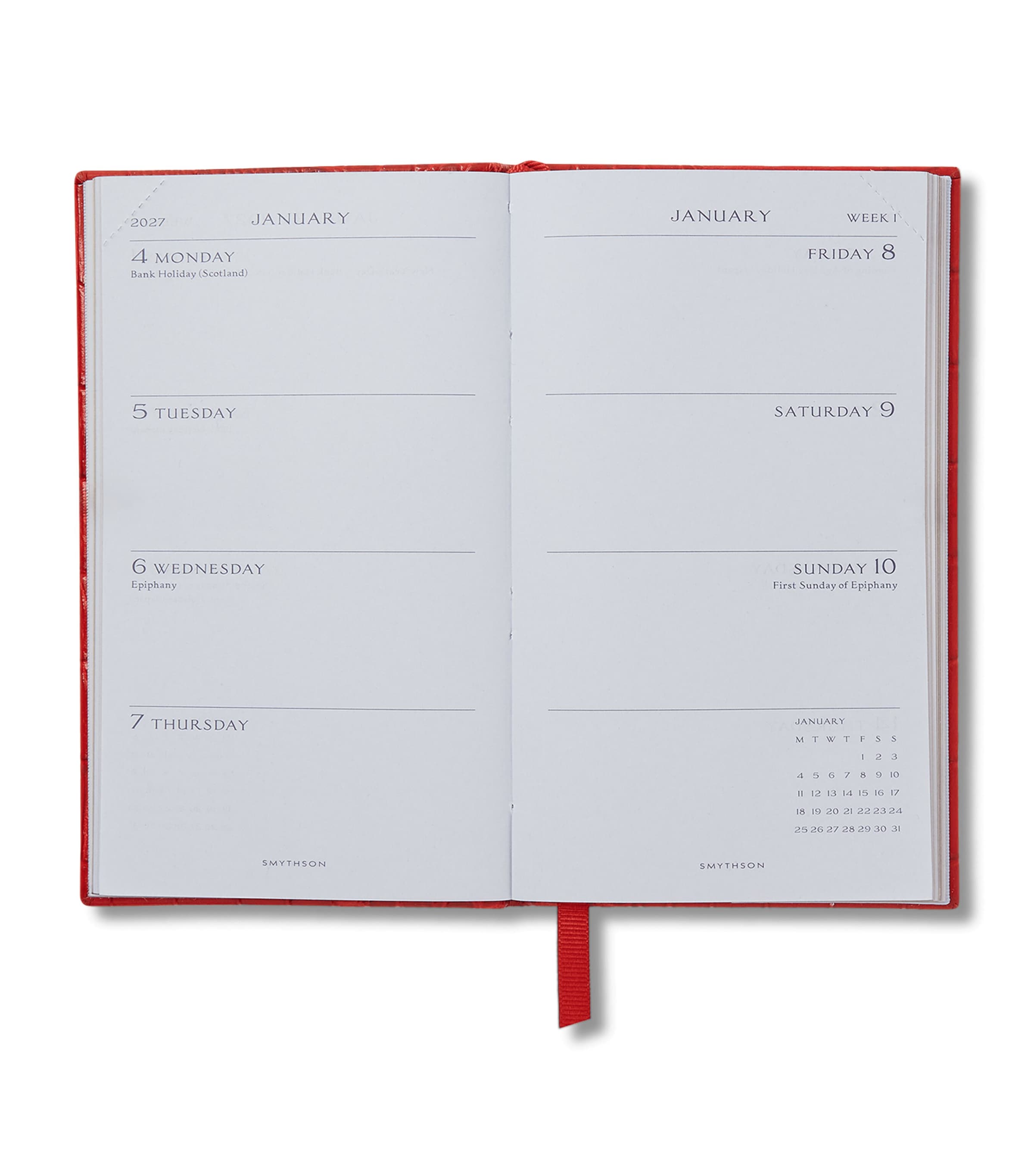 Smythson Leather Panama Weekly Diary 2027 Red Image 2