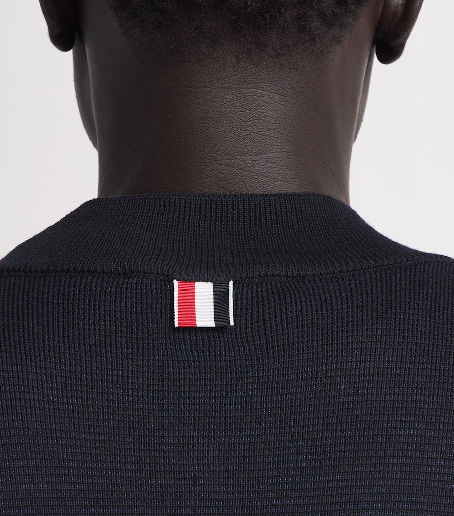 Thom Browne Mens Virgin Wool-Blend Bomber Jacket Navy Image 3