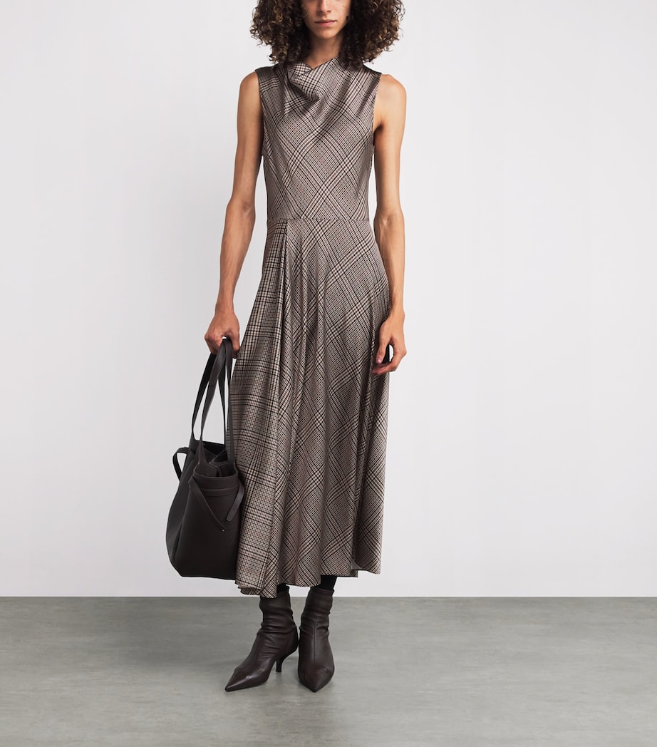 Satin Cowl-Neck Maxi Dress MULTI PLAID-983MUP Image 2