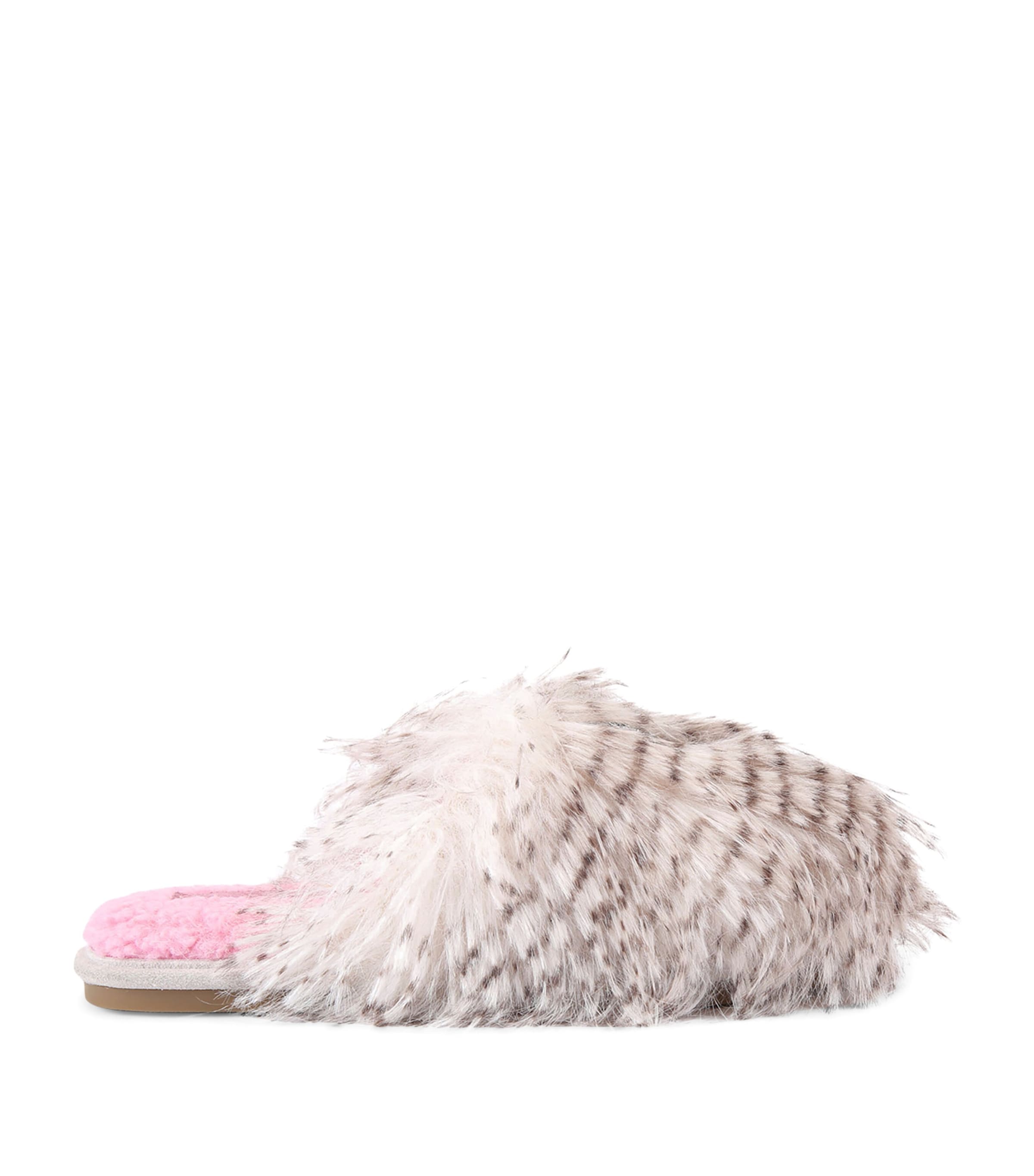 Kurt Geiger London Faux Fur Kensington Slippers Cream Comb Image 1