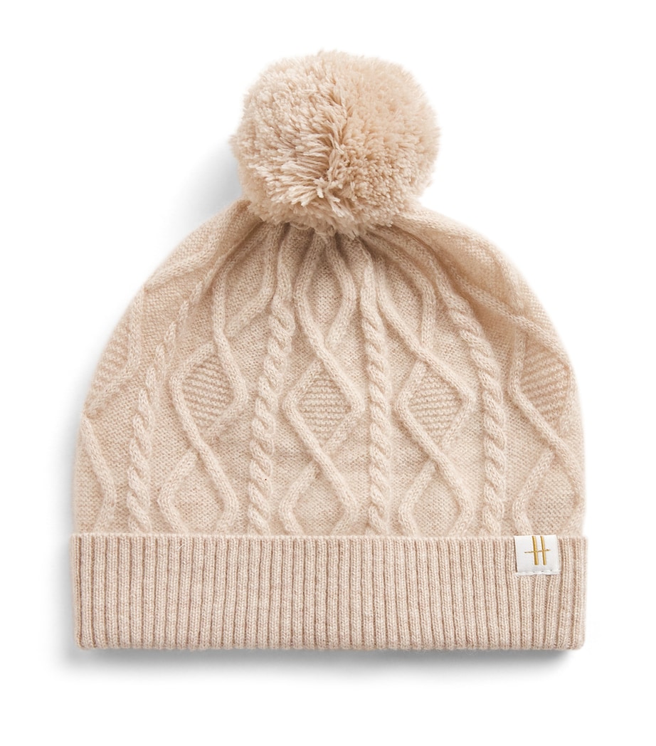 Harrods Cashmere Cable-Knit Beanie (0-24 Months) Beige Image 1