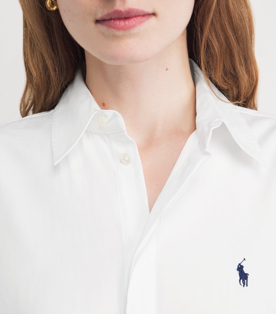 Polo Ralph Lauren Womens Cotton Polo Pony Midi Shirt Dress White Image 5