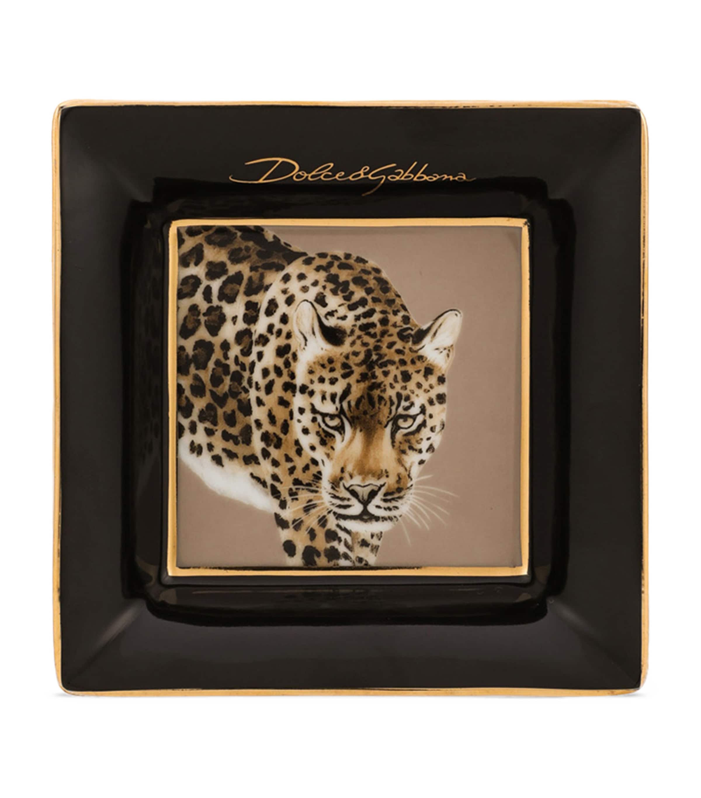 Dolce&Gabbana Casa Set of 3 Porcelain Leopard Decorative Square Plates (10cm) Leopardo Image 5