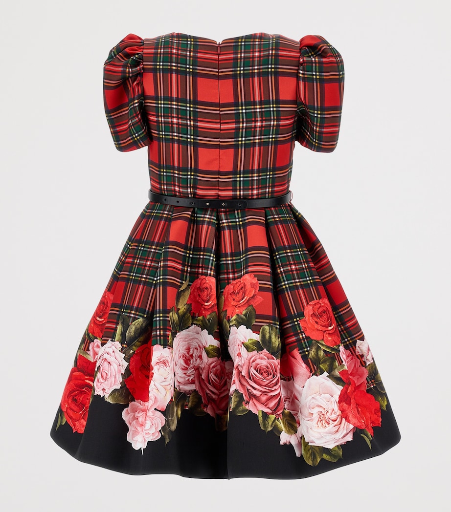 Belted Rose Print Dress (2-12 Years) ROSSO/NERO Image 2