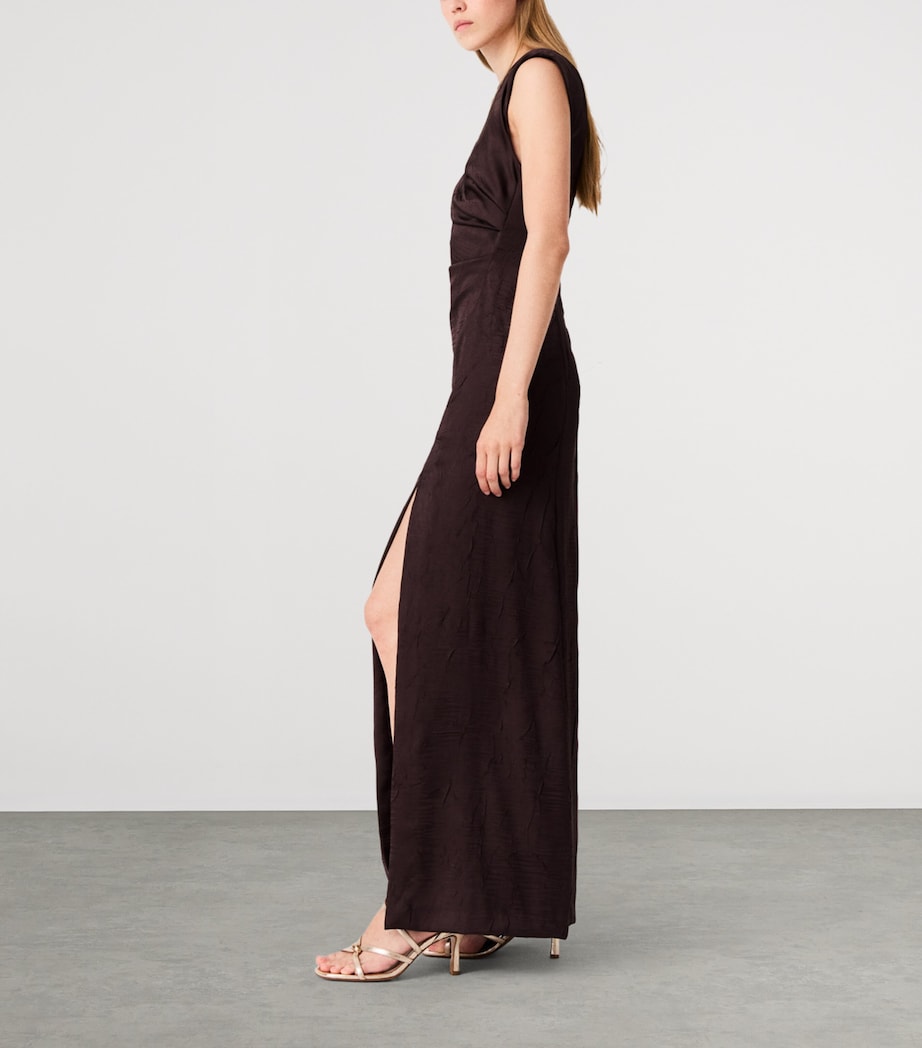 Maje Womens Ruched Sleeveless Midi Dress Brown Image 3