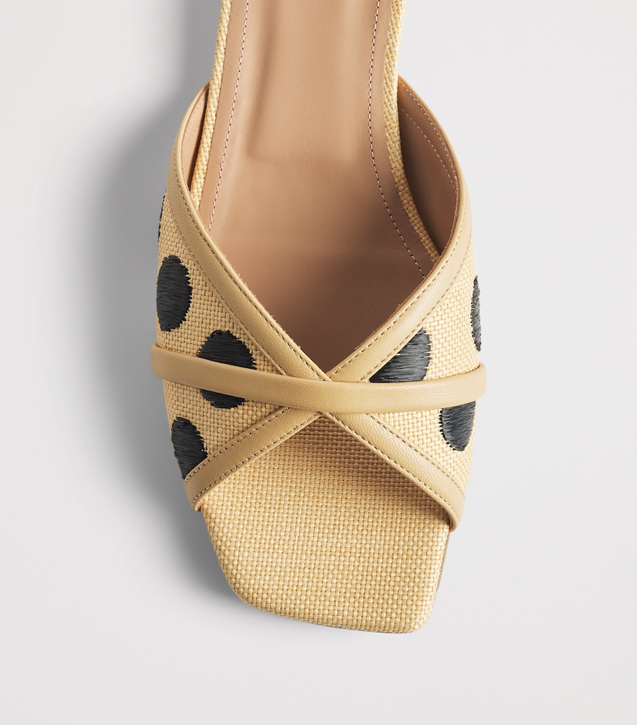 Malone Souliers Raffia-Leather Perla Flat Mules Silver Image 6