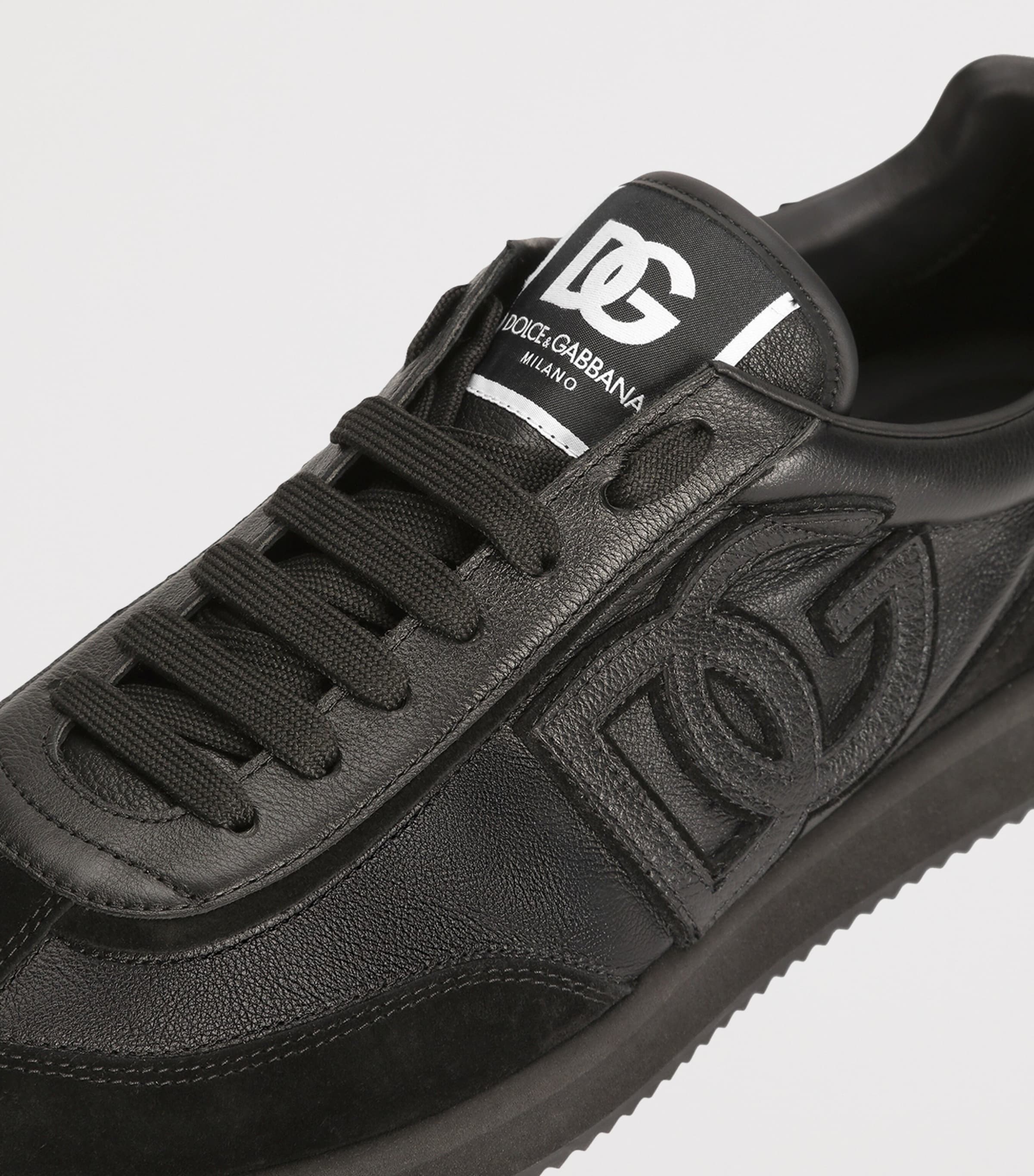 Suede and Leather DG Cushion Sneakers 8B956-BLACK/BLACK Image 4