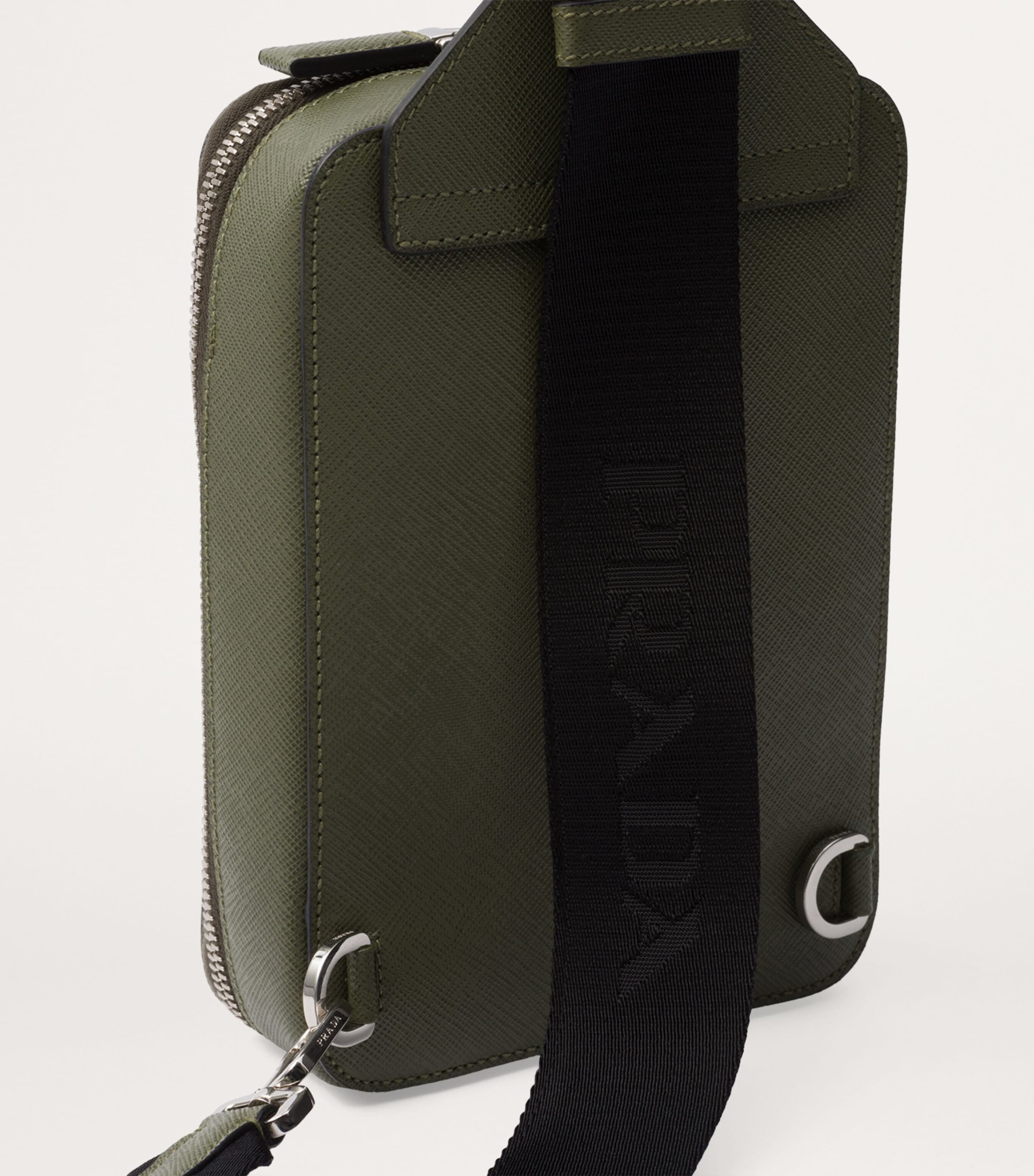Prada Green Saffiano Leather Brique Cross-Body Bag | Harrods UK