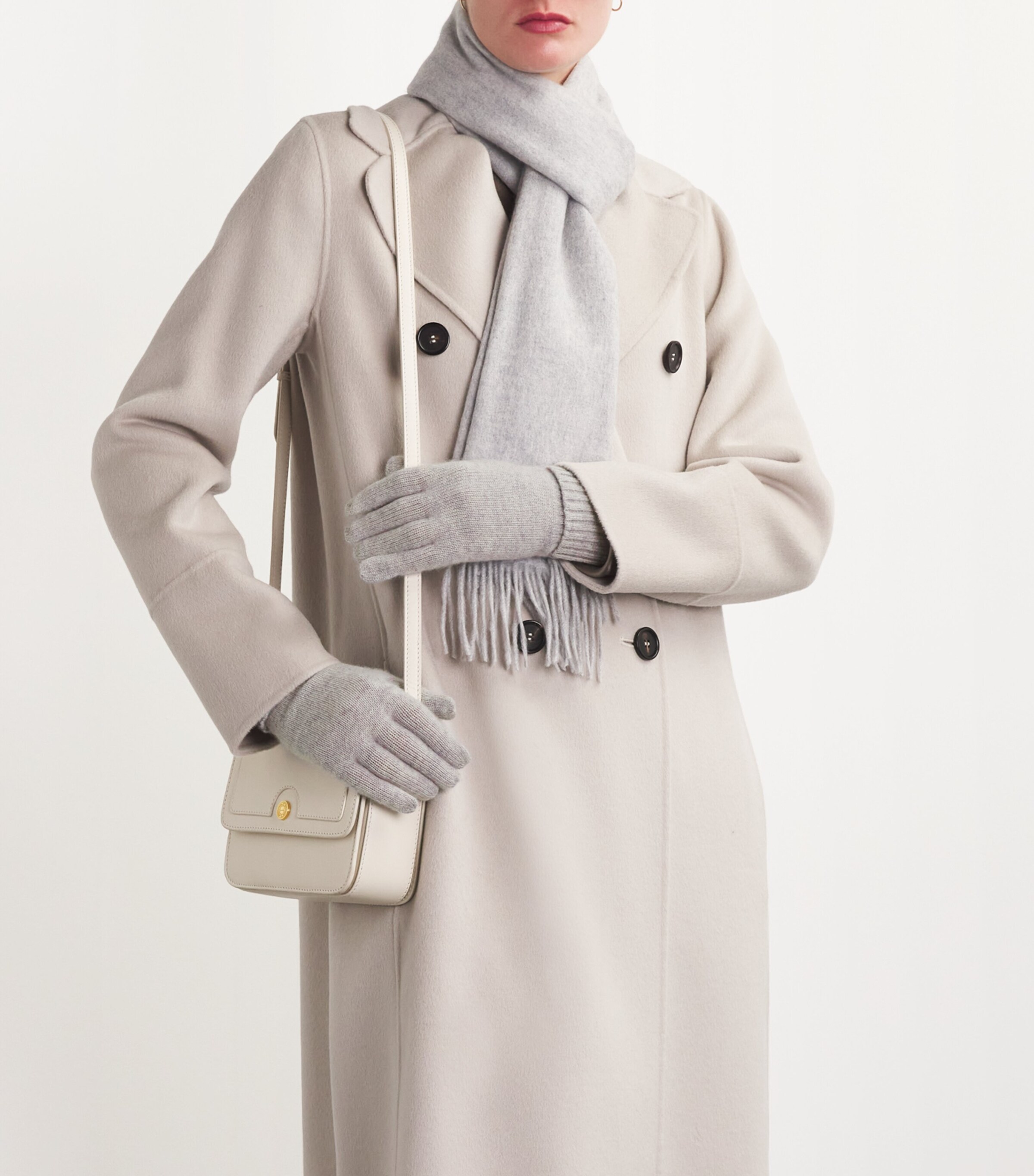 Harrods Womens Cashmere Gloves Frost Image 2