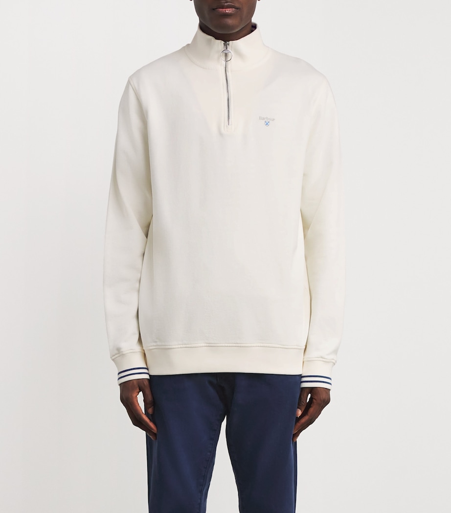 Cotton Rosford Half-Zip Sweatshirt WHISPER WHITE Image 3