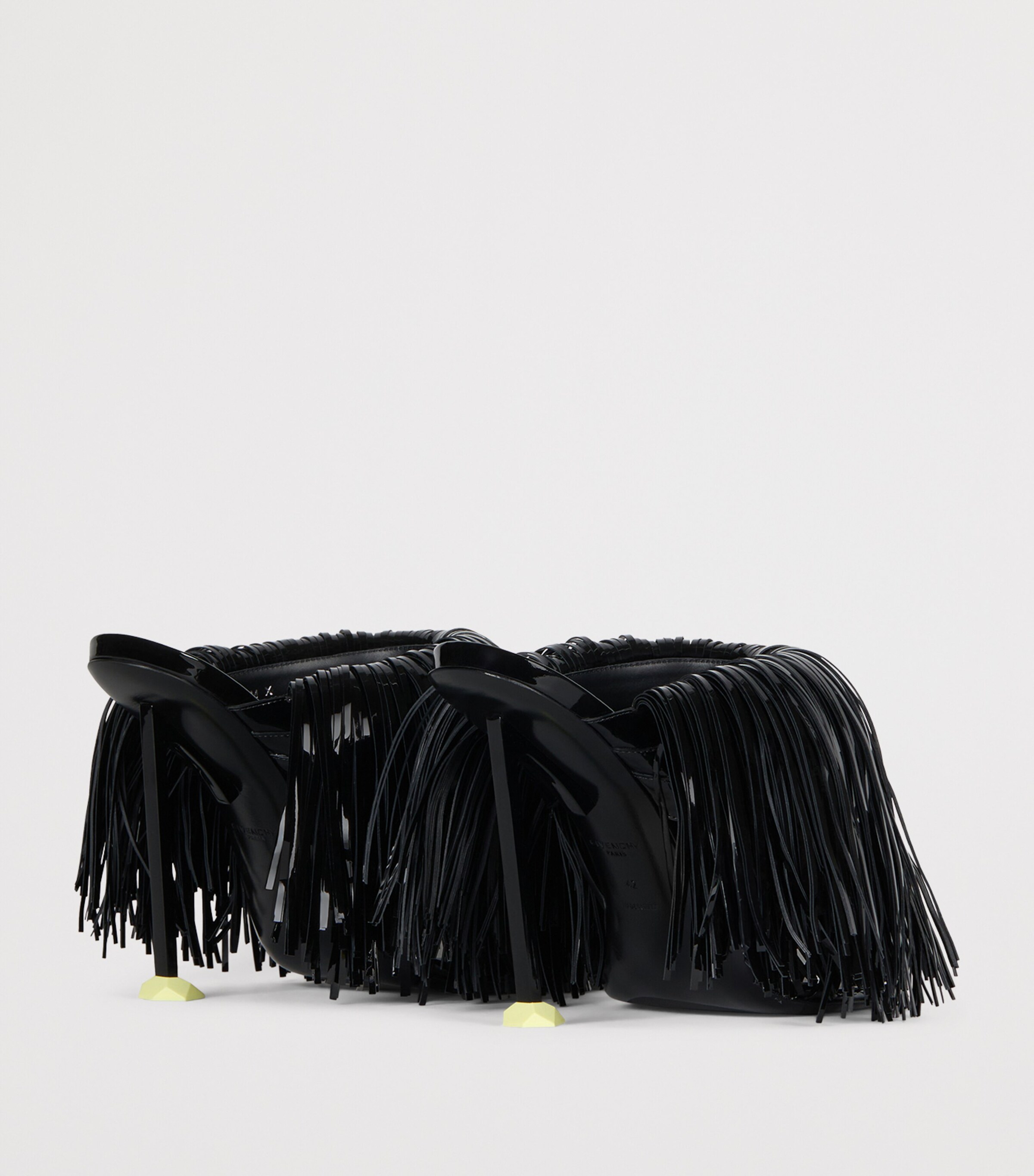 Givenchy Leather Boudoir Fringe Heeled Sandals 95 Black Image 4