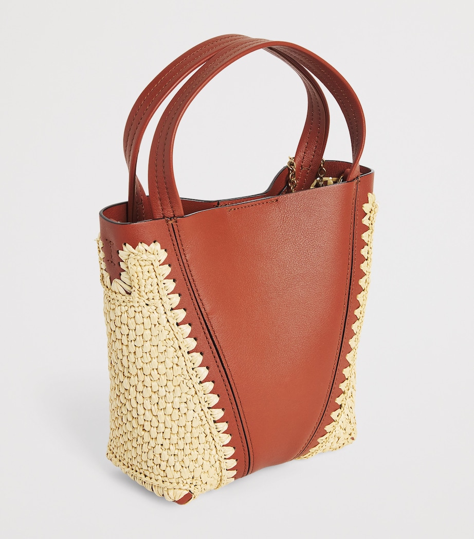 Chloé Small Raffia-Effect and Leather Spin Tote Bag Clay Brown Image 2