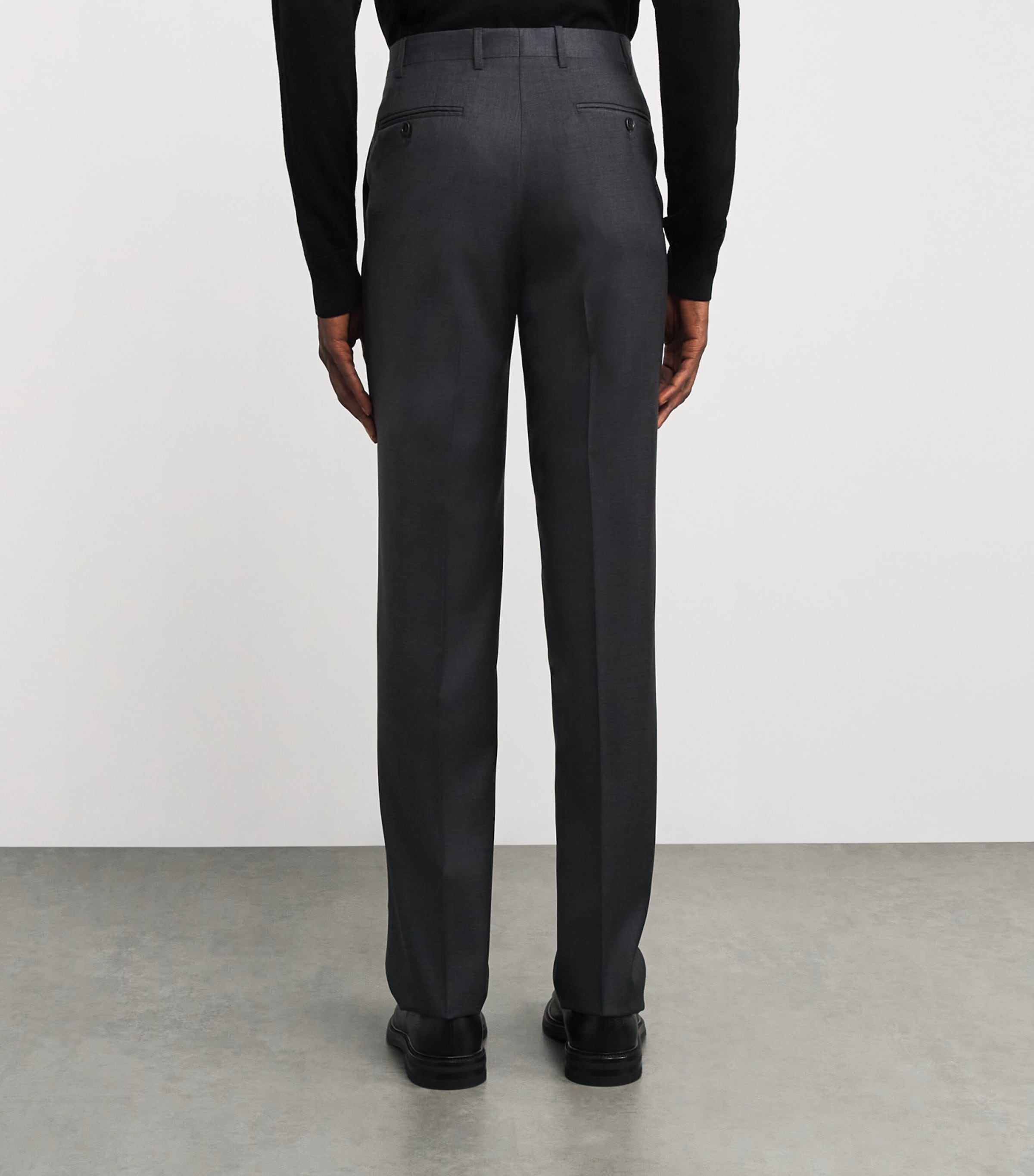 Wool Straight Trousers 12 GREY Image 4