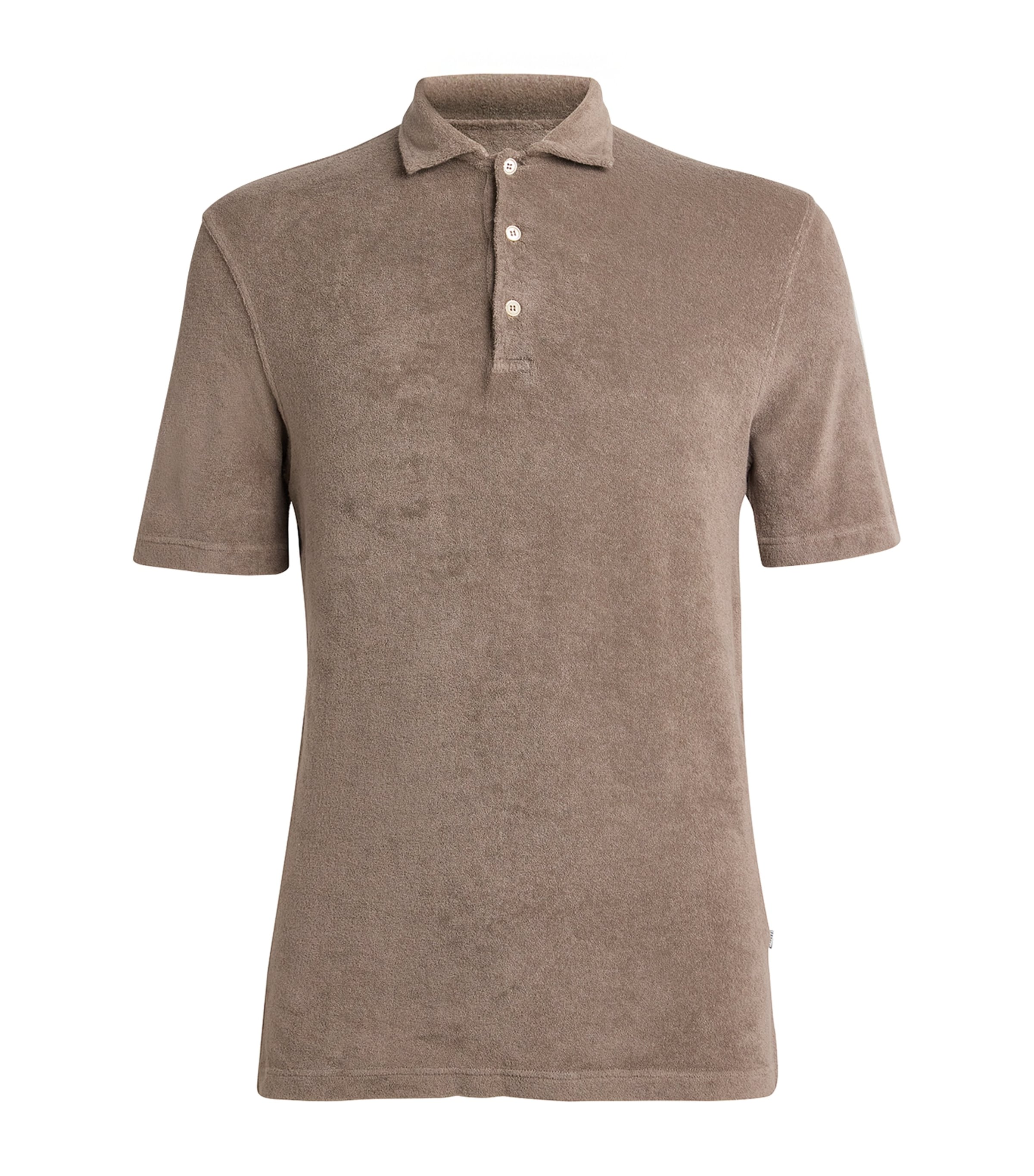 Fedeli Cotton Terry Towelling Polo Shirt In Beige