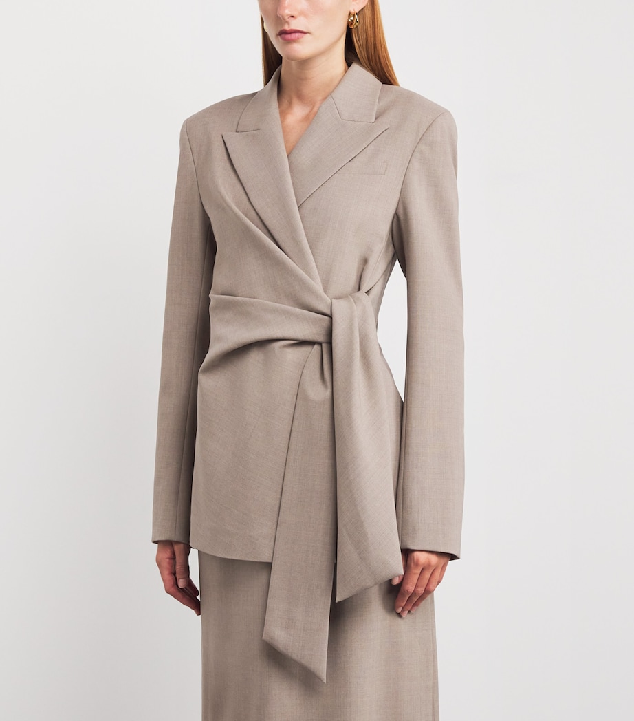 Wool-Blend Side-Tie Blazer 0005962 HICKRY MLNGE Image 3