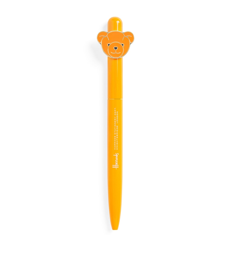 Harrods Bear Topper Ballpoint Pen Orange