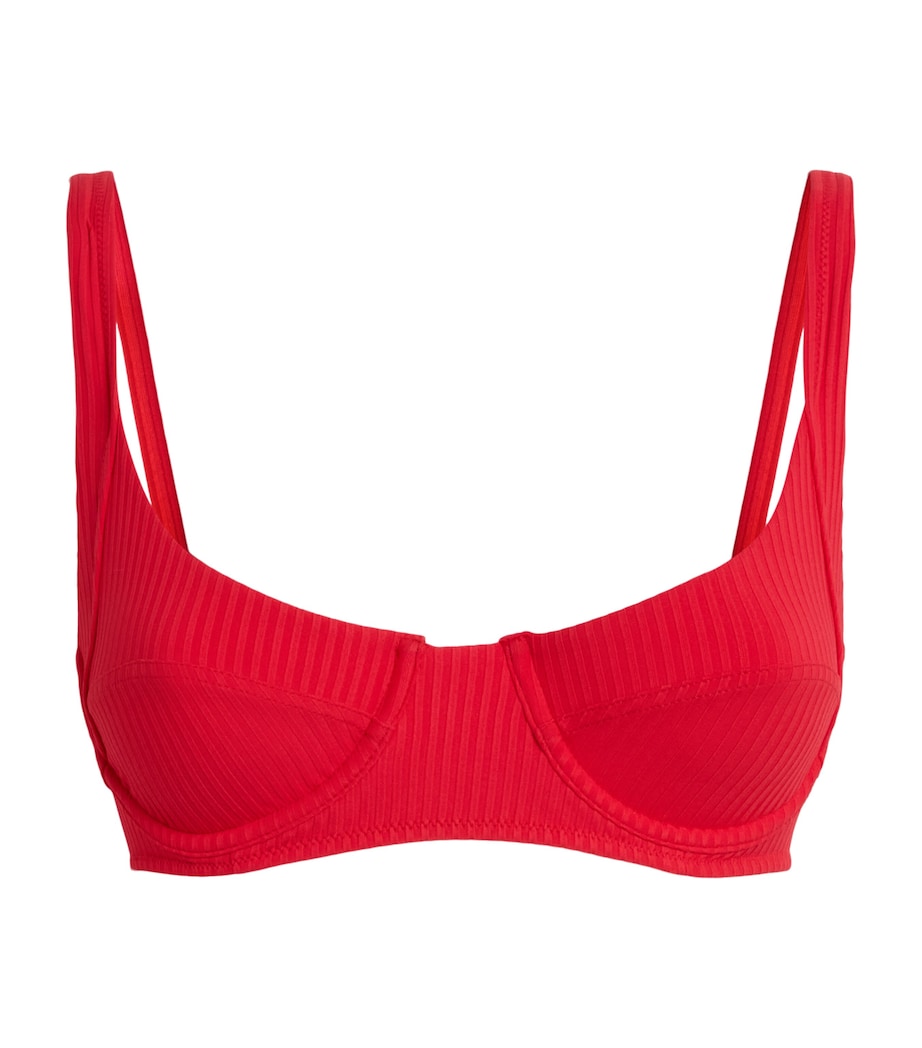 Melissa Odabash Womens Noto Bikini Top Red Ribbed Image 1