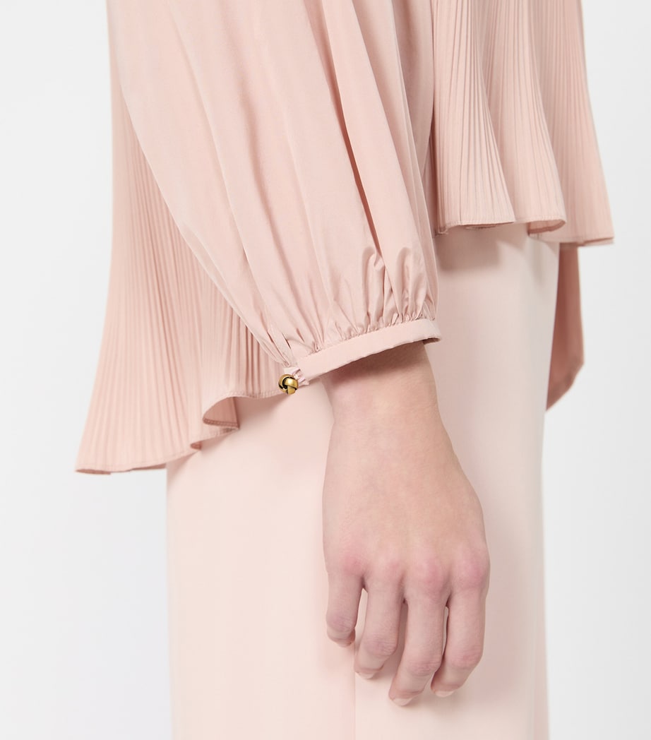 Max Mara Womens Pleated Pussybow Blouse Powder Image 6