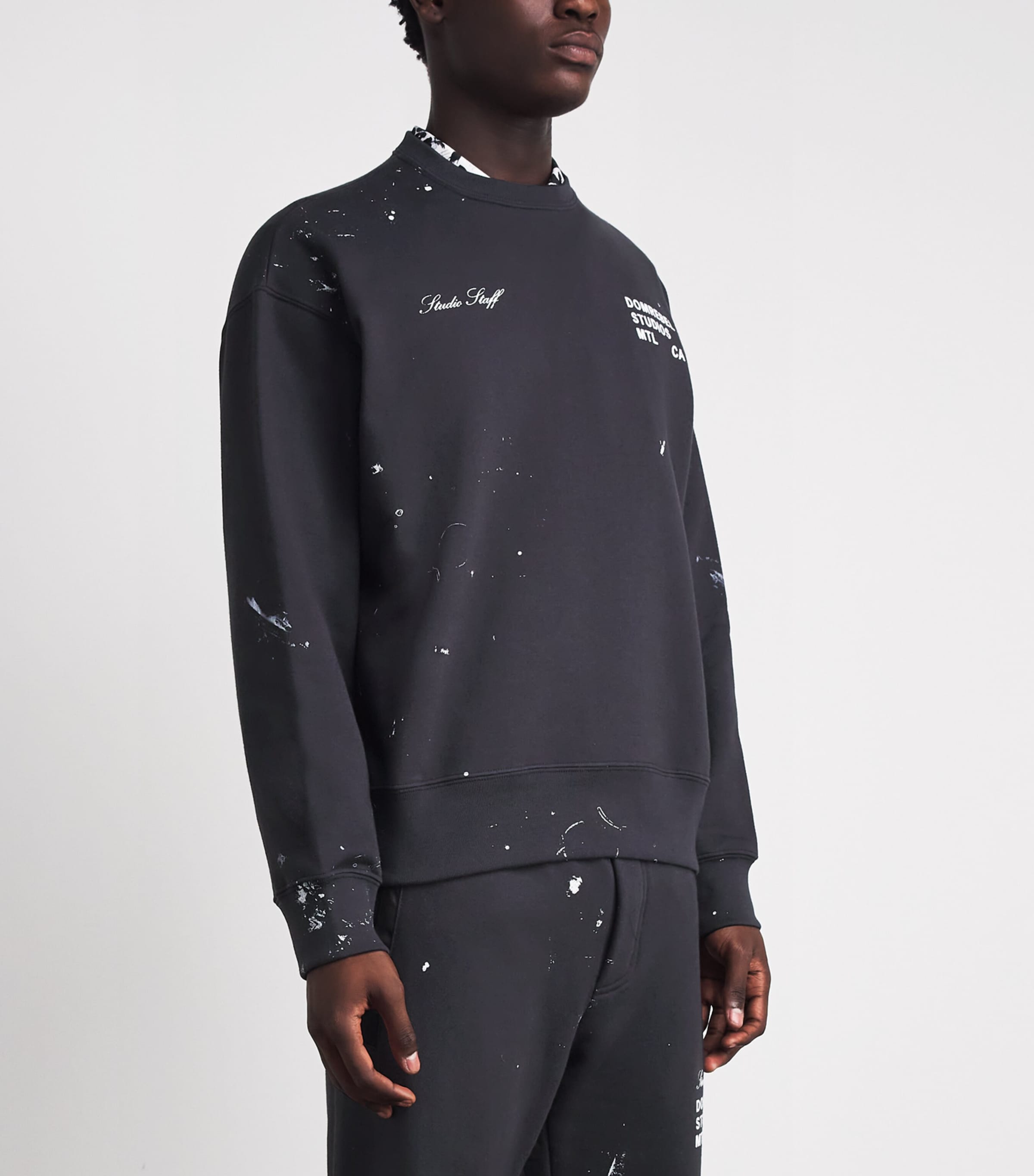DOMREBEL Mens Cotton Staff Sweatshirt Old Black Image 4