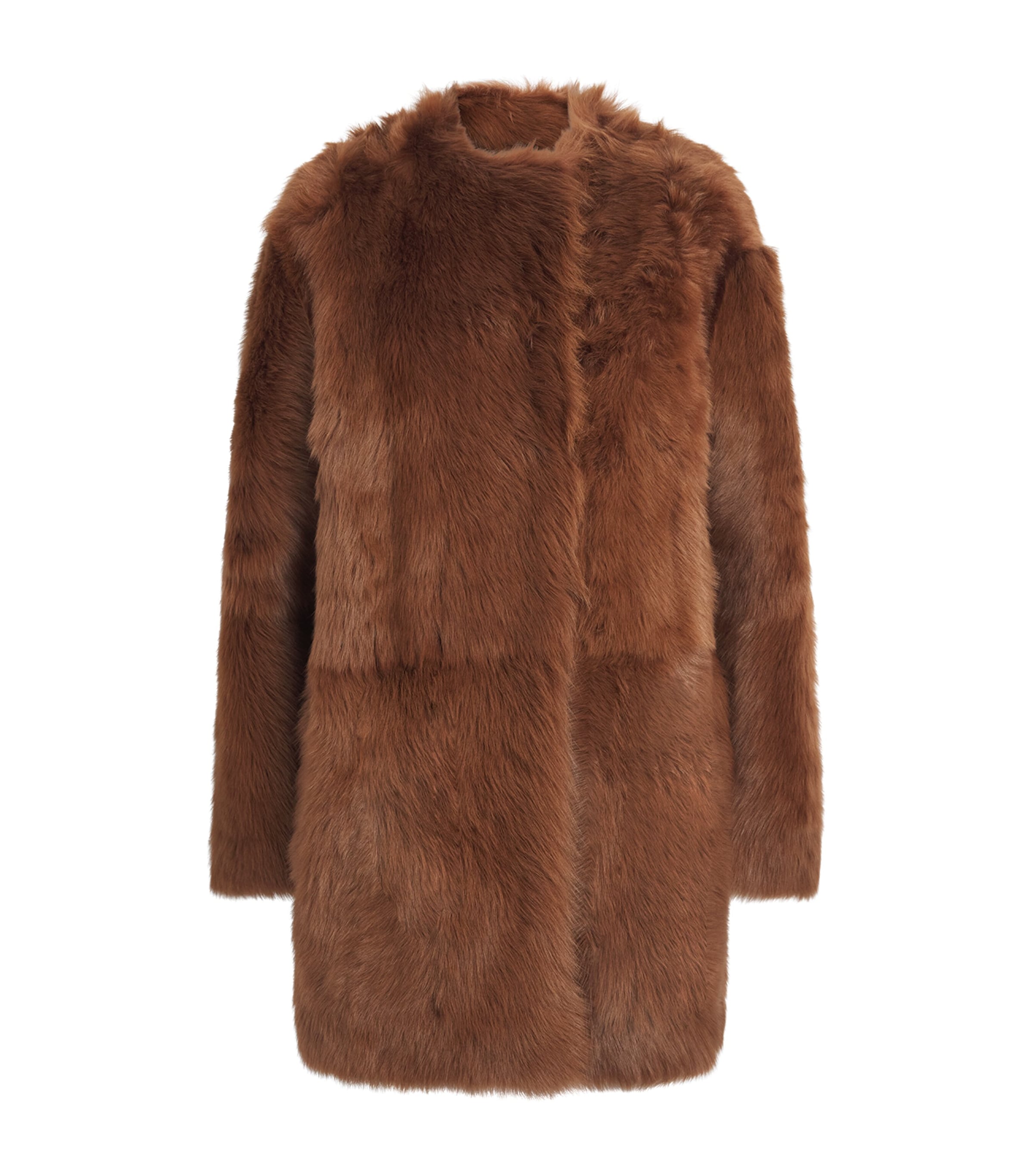 Toteme Womens Shearling Short Coat Ginger Image 1