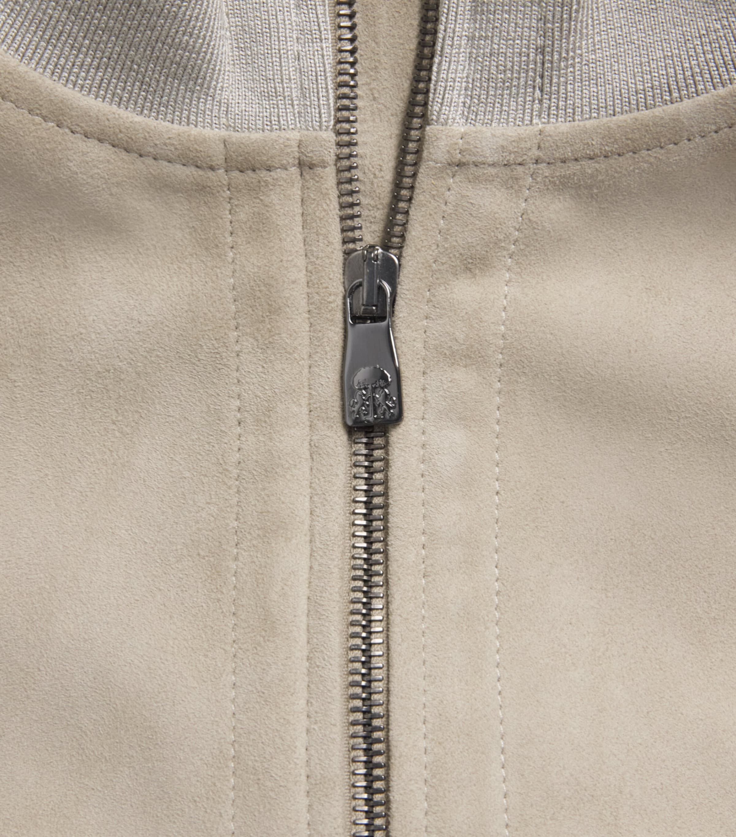 Stretch-Silk Suede-Front Bomber Jacket 027 GREY PIECETAUPE Image 6
