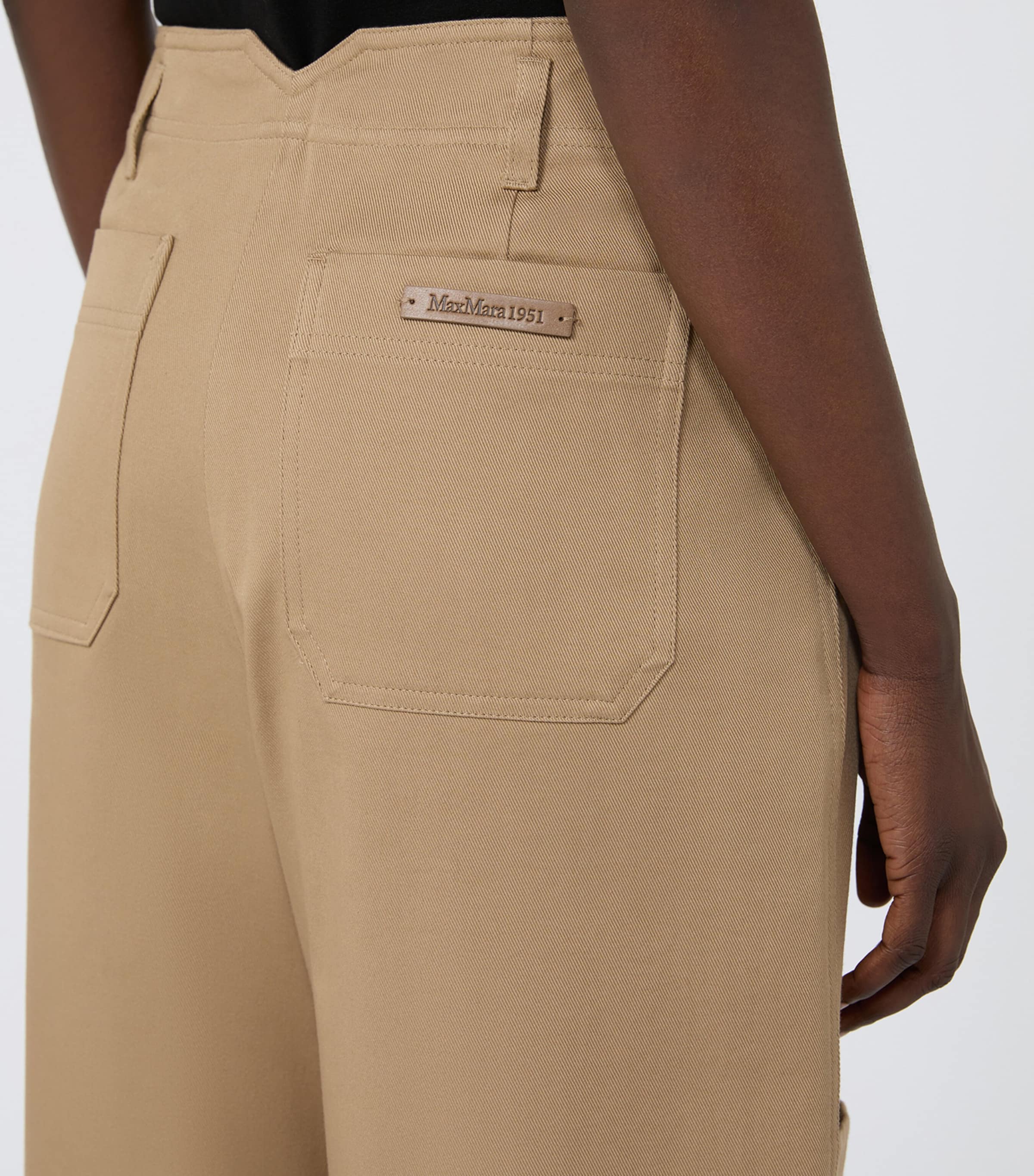 Max Mara Womens Cotton Twill Cargo Trousers Sand Image 4