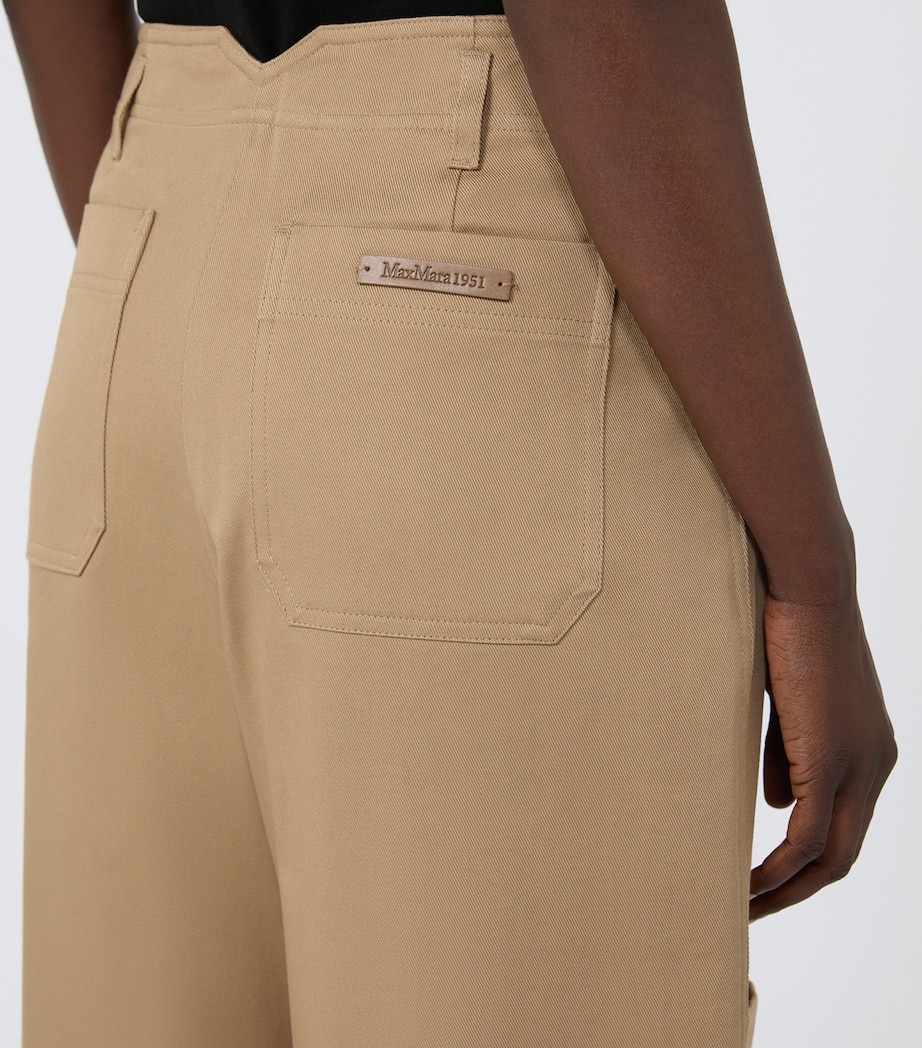 Max Mara Womens Cotton Twill Cargo Trousers Sand Image 4
