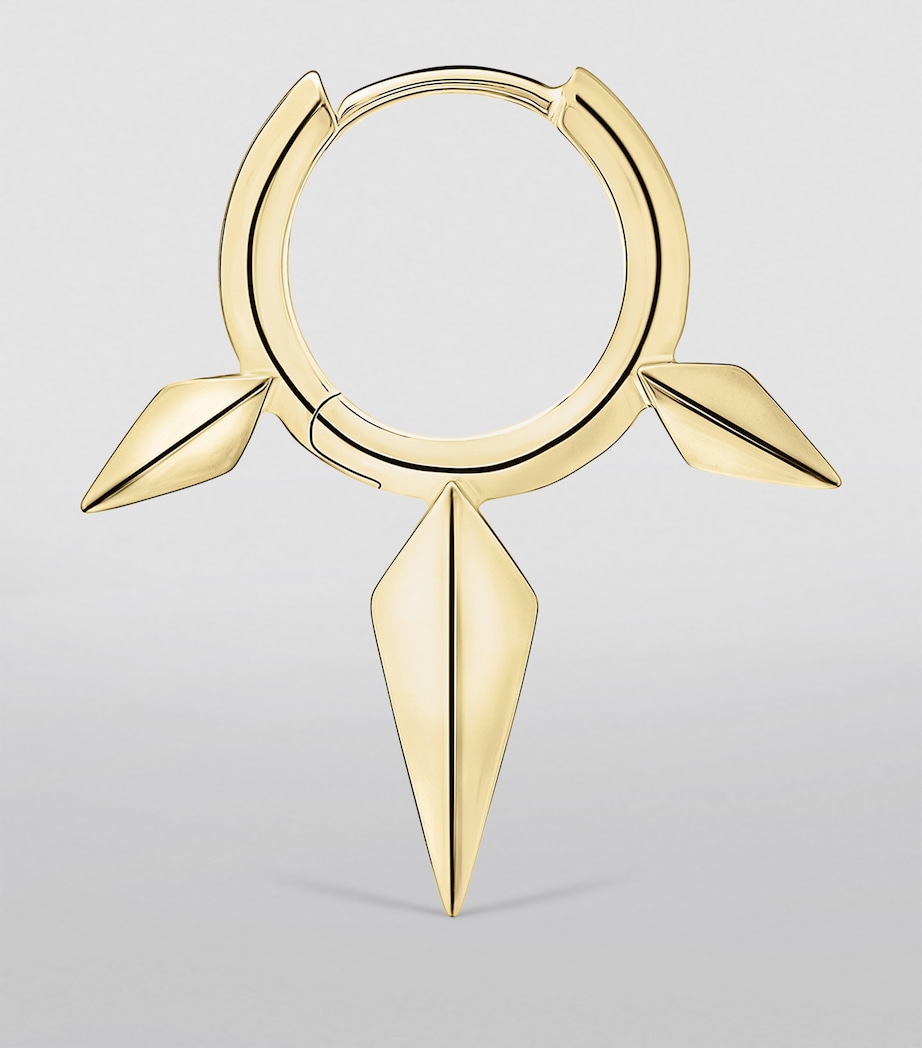 Yellow Gold Faceted Triple Long Spike Hoop Earring (8mm) YELLOW GOLD Image 3