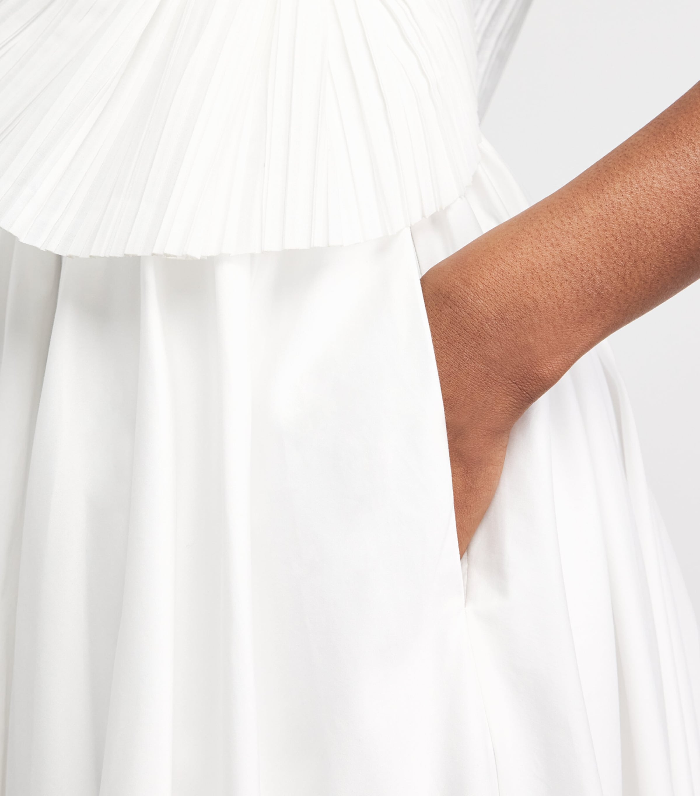 Self-Portrait Womens Poplin Asymmetric Midi Skirt White Image 3