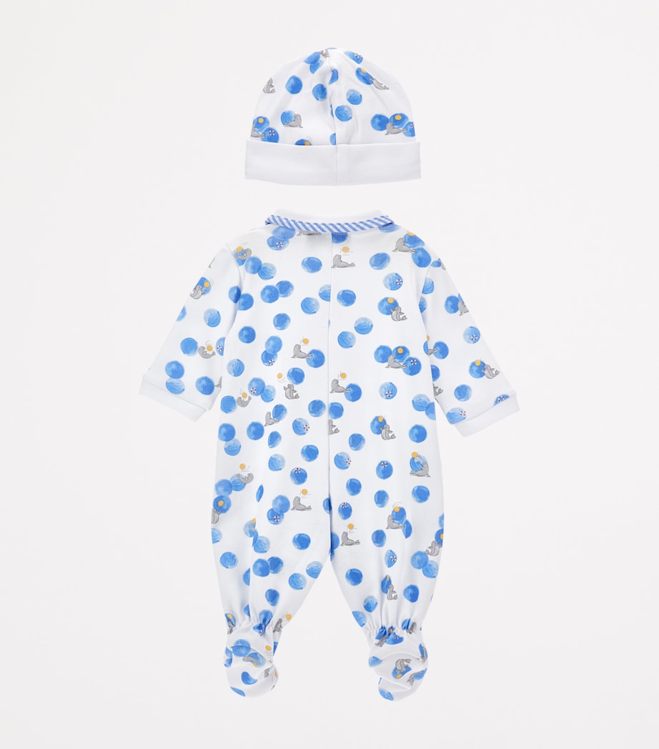 Cotton Seal Print All-In-One and Hat Set (1-9 Months) BIANCO+BLUETTE Image 2