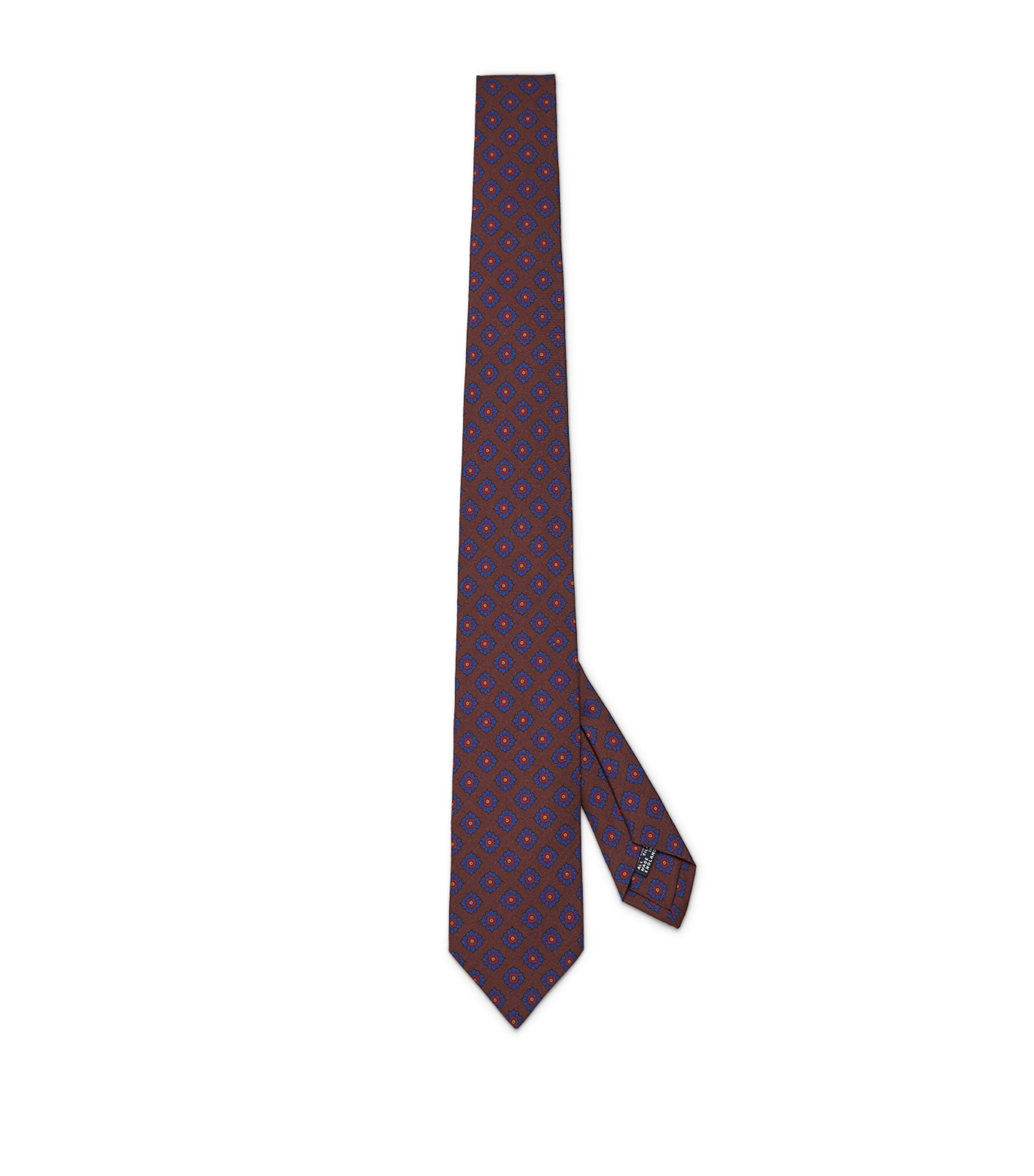 Drake's Silk Flower Medallion Tie In Brown