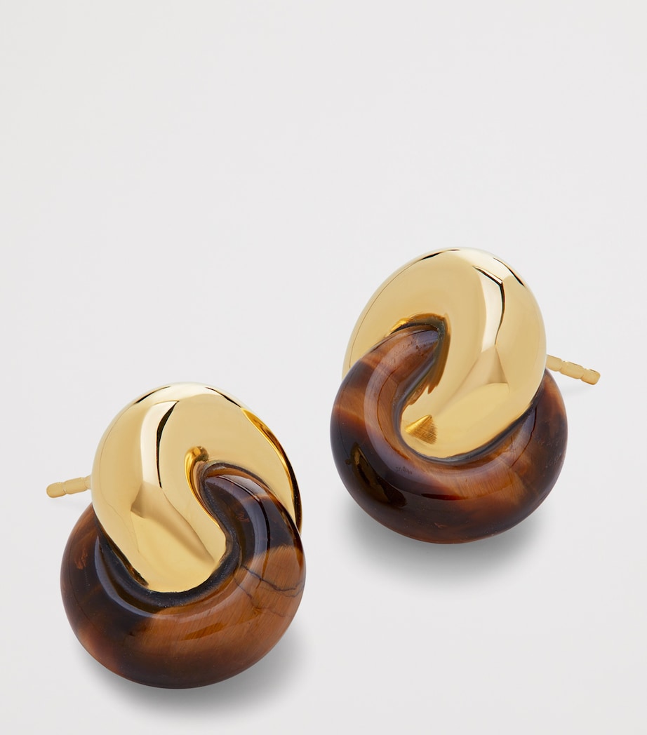 Monica Vinader x Kate Young Gold Vermeil and Tiger’s Eye Earrings Gold Vermeil Image 2