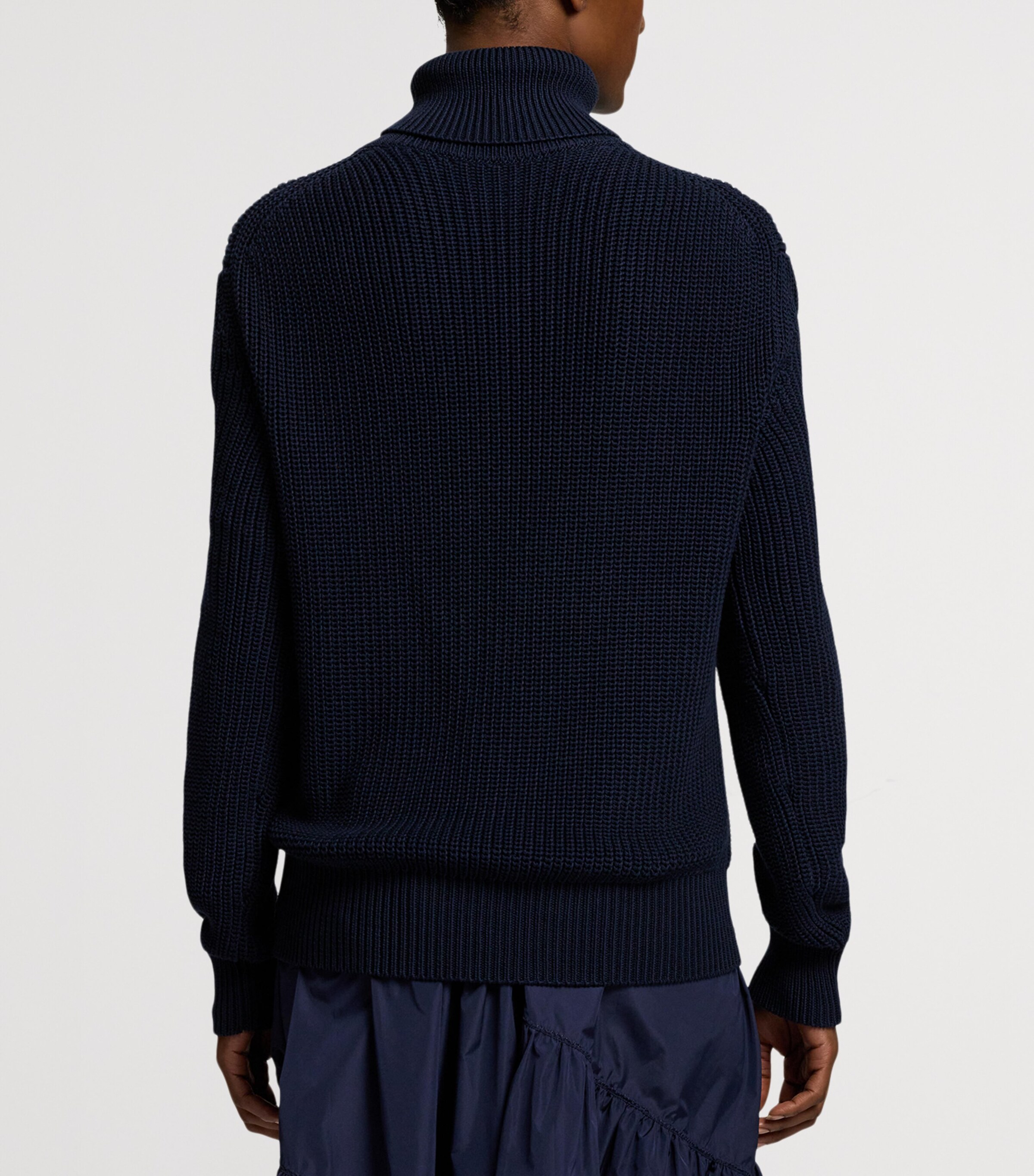 Cotton-Silk Intarsia-Knit Rollneck Sweater NAVY-410 Image 8