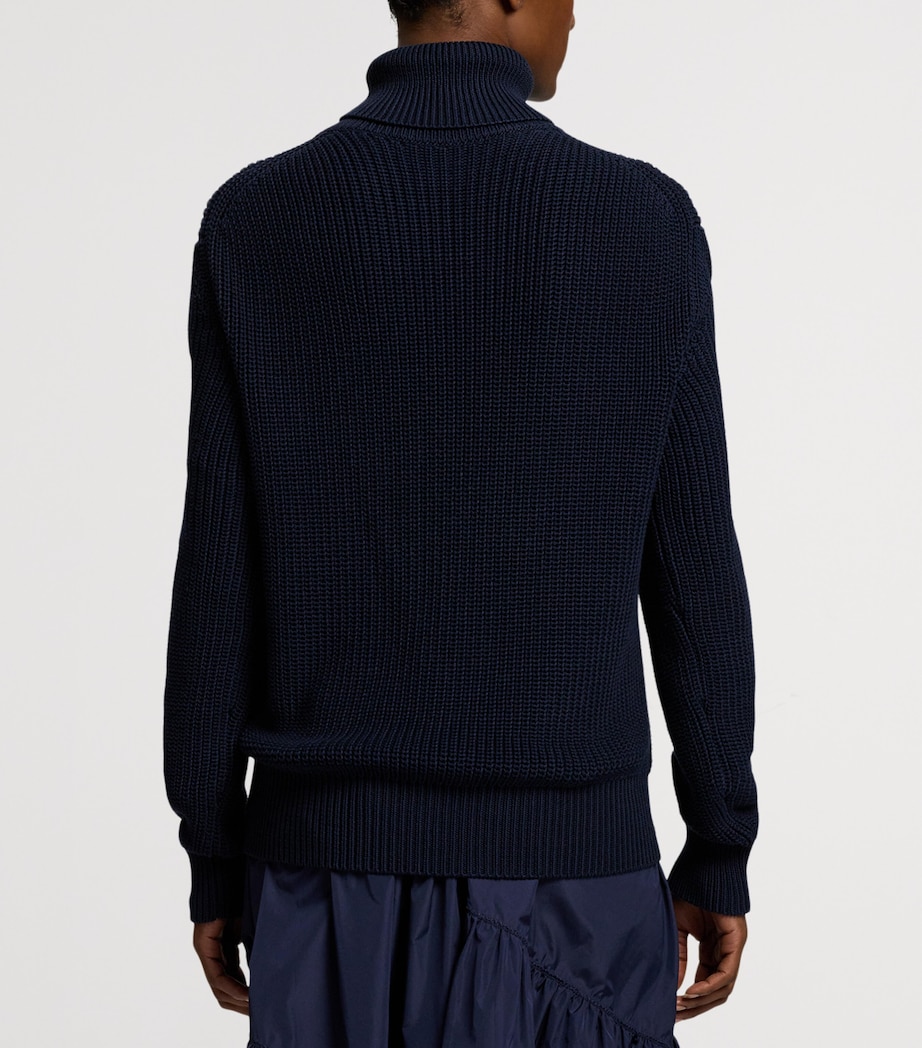 Cotton-Silk Intarsia-Knit Rollneck Sweater NAVY-410 Image 8