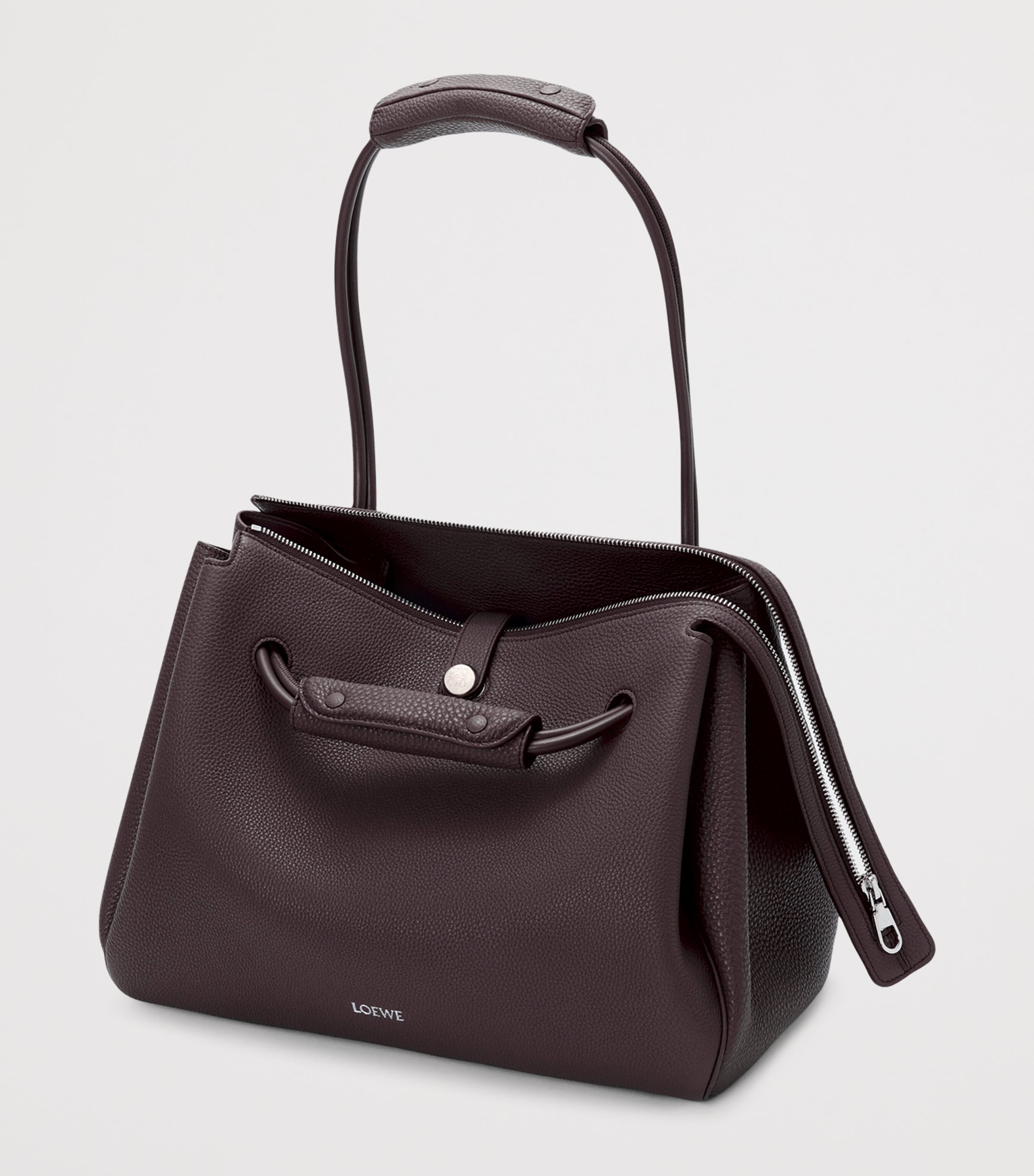 Large Leather Madrid Shoulder Bag DARK EBONY Image 3