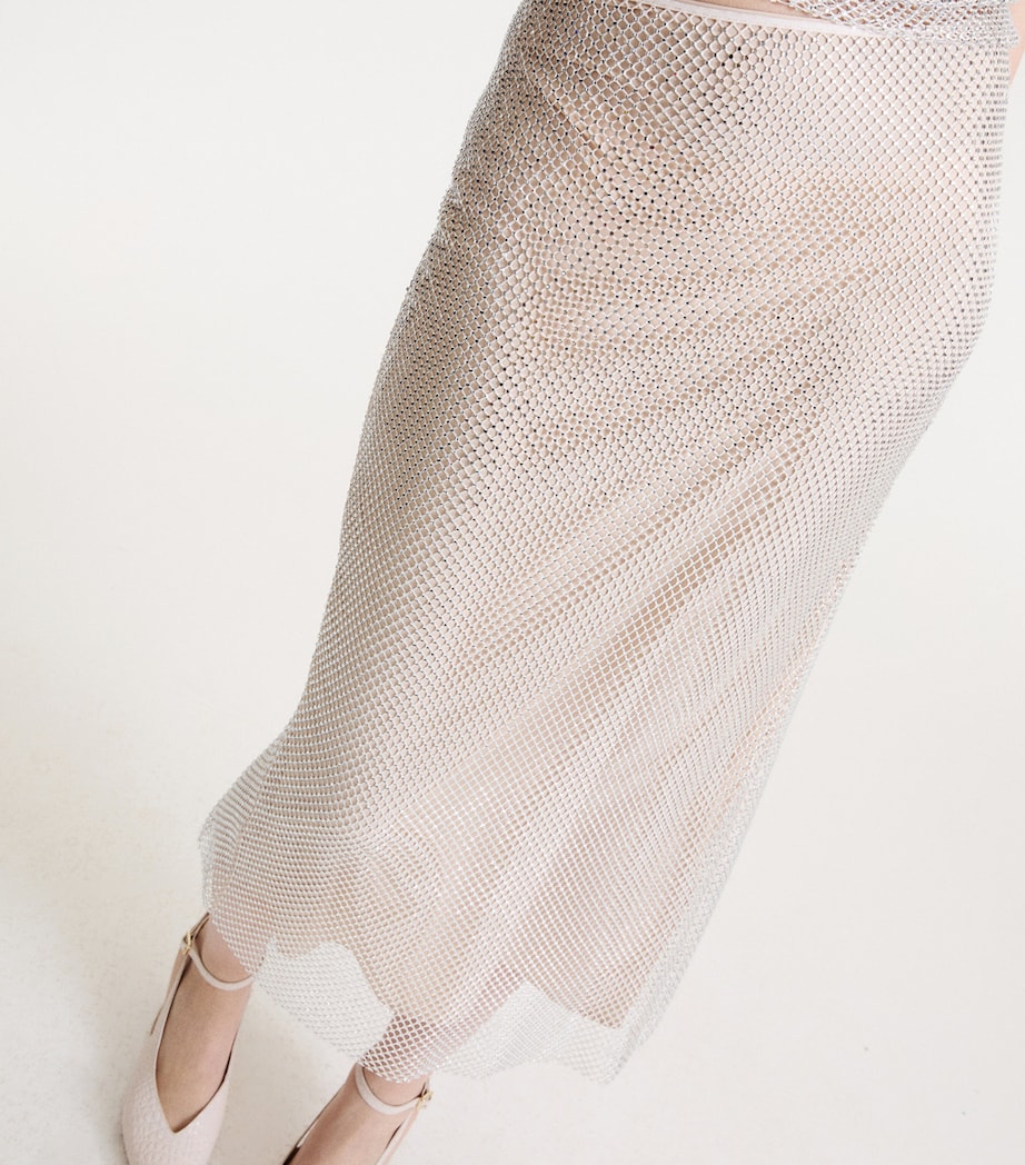 Marella Womens Mesh Embellished Midi Skirt Ice Image 5