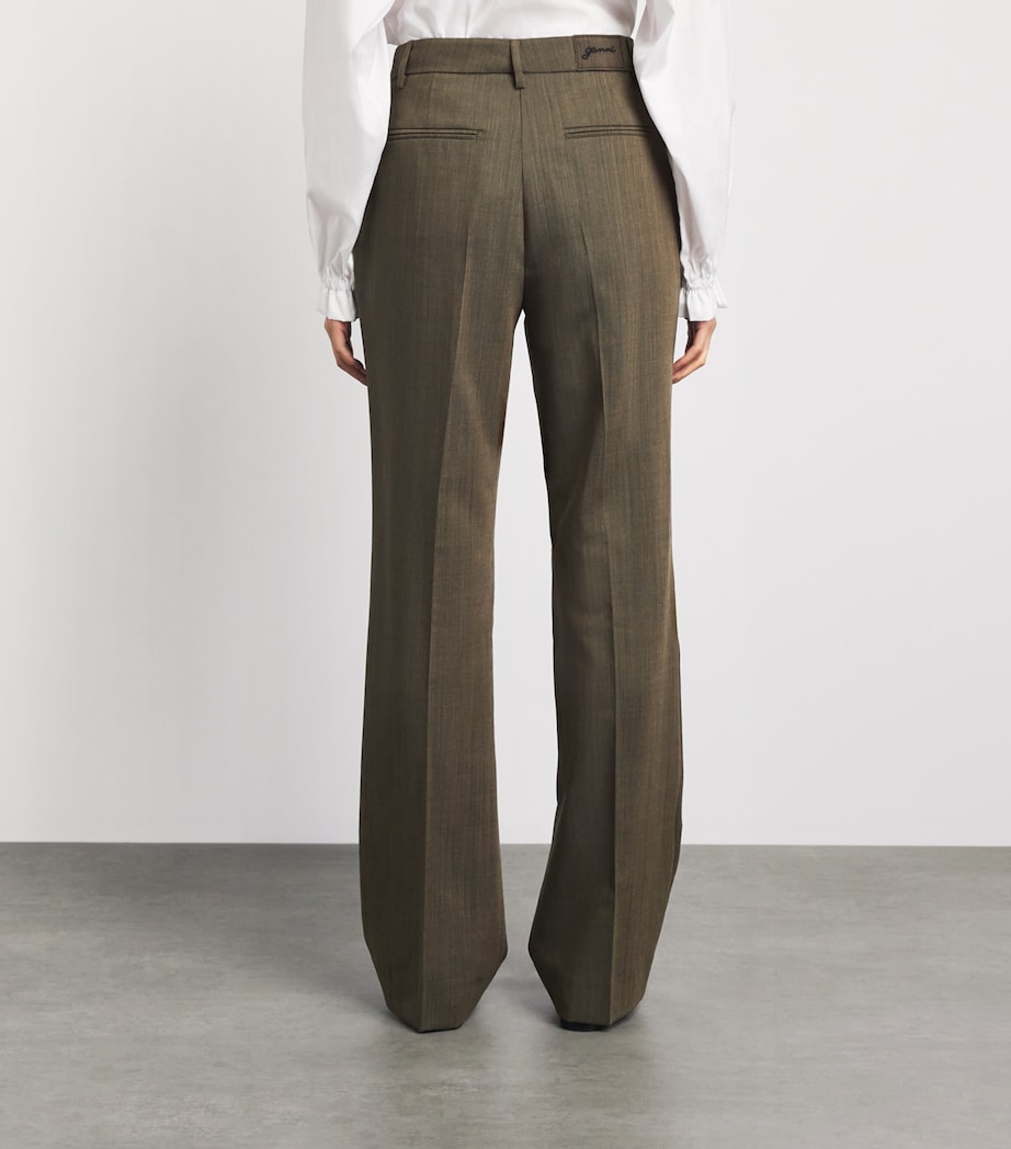 GANNI Womens Wool Straight Trousers Zxz Canteen Image 5