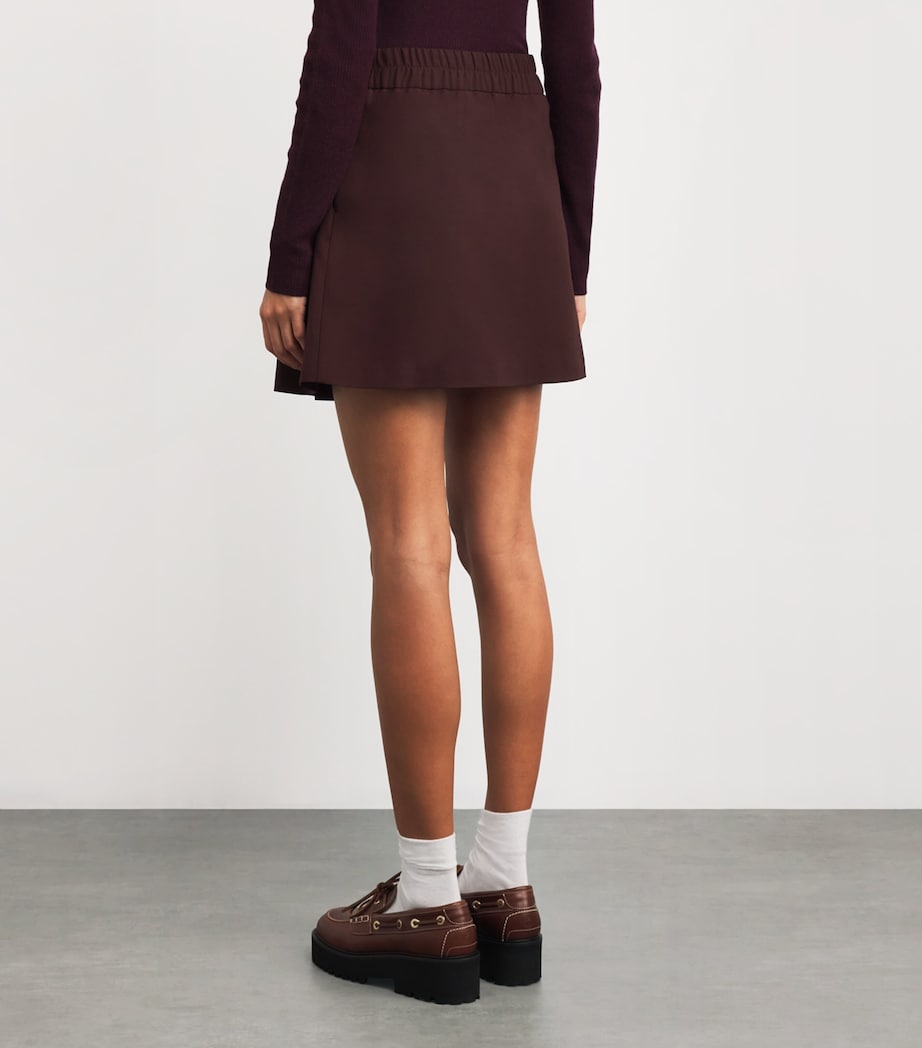 Wool-Blend Pleated Mini Skirt BURGUNDY Image 4