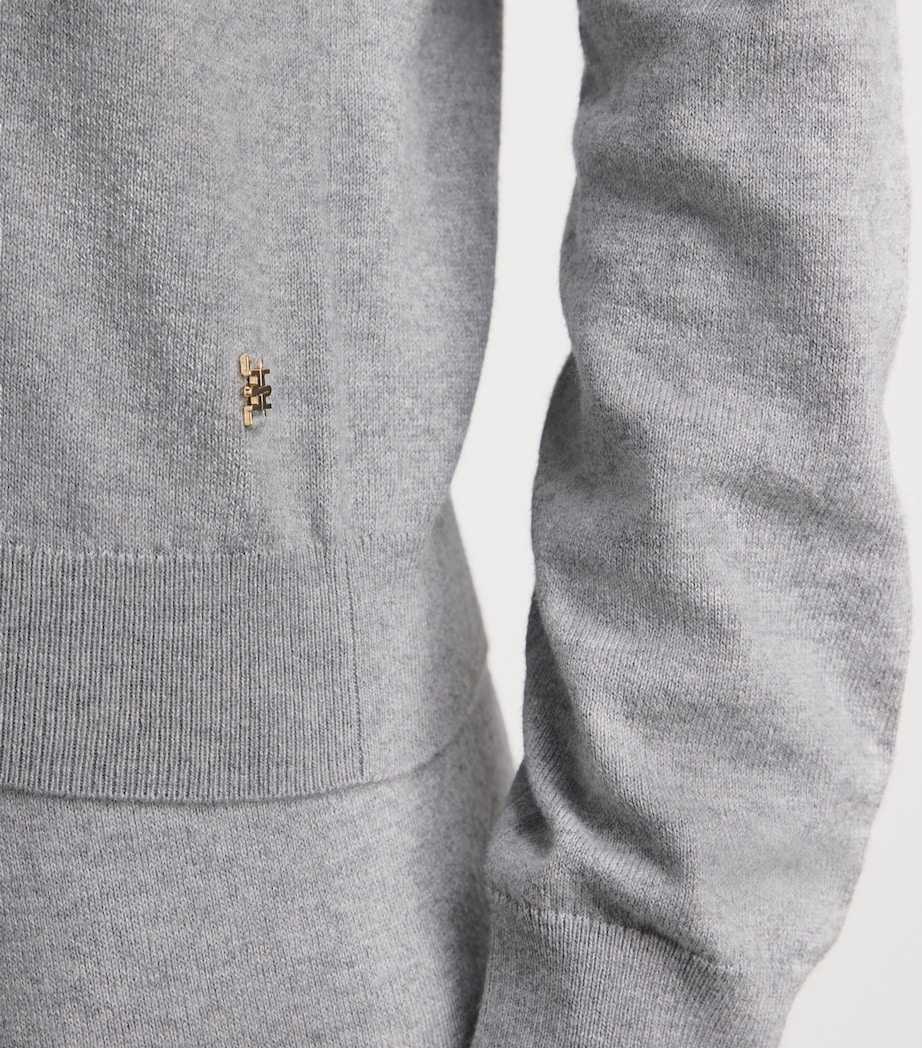 ÉTERNE Womens Cotton-Cashmere Lennox Sweater Grey Image 3