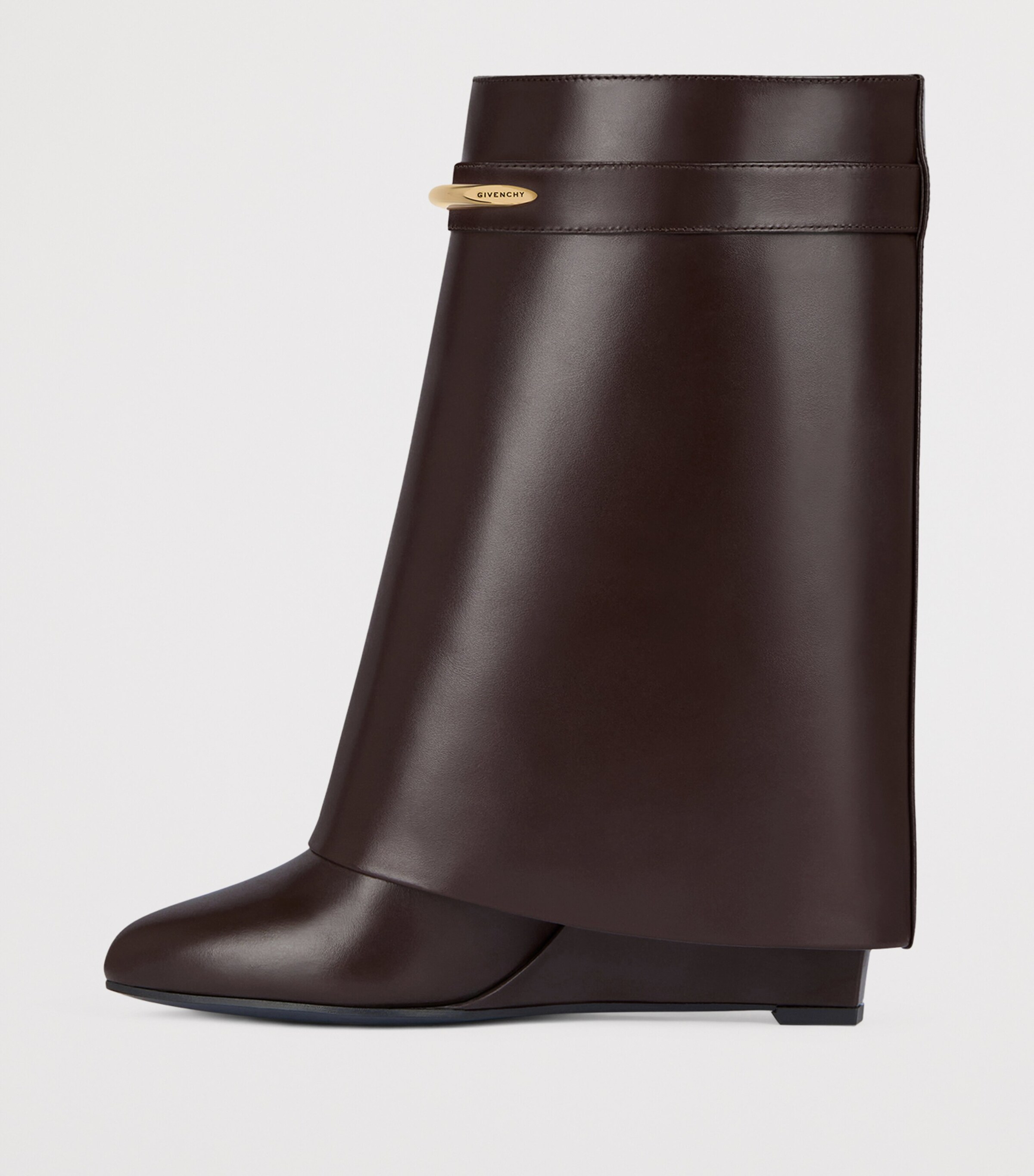 Leather Shark Ankle Boots 95 EBONY BROWN Image 3