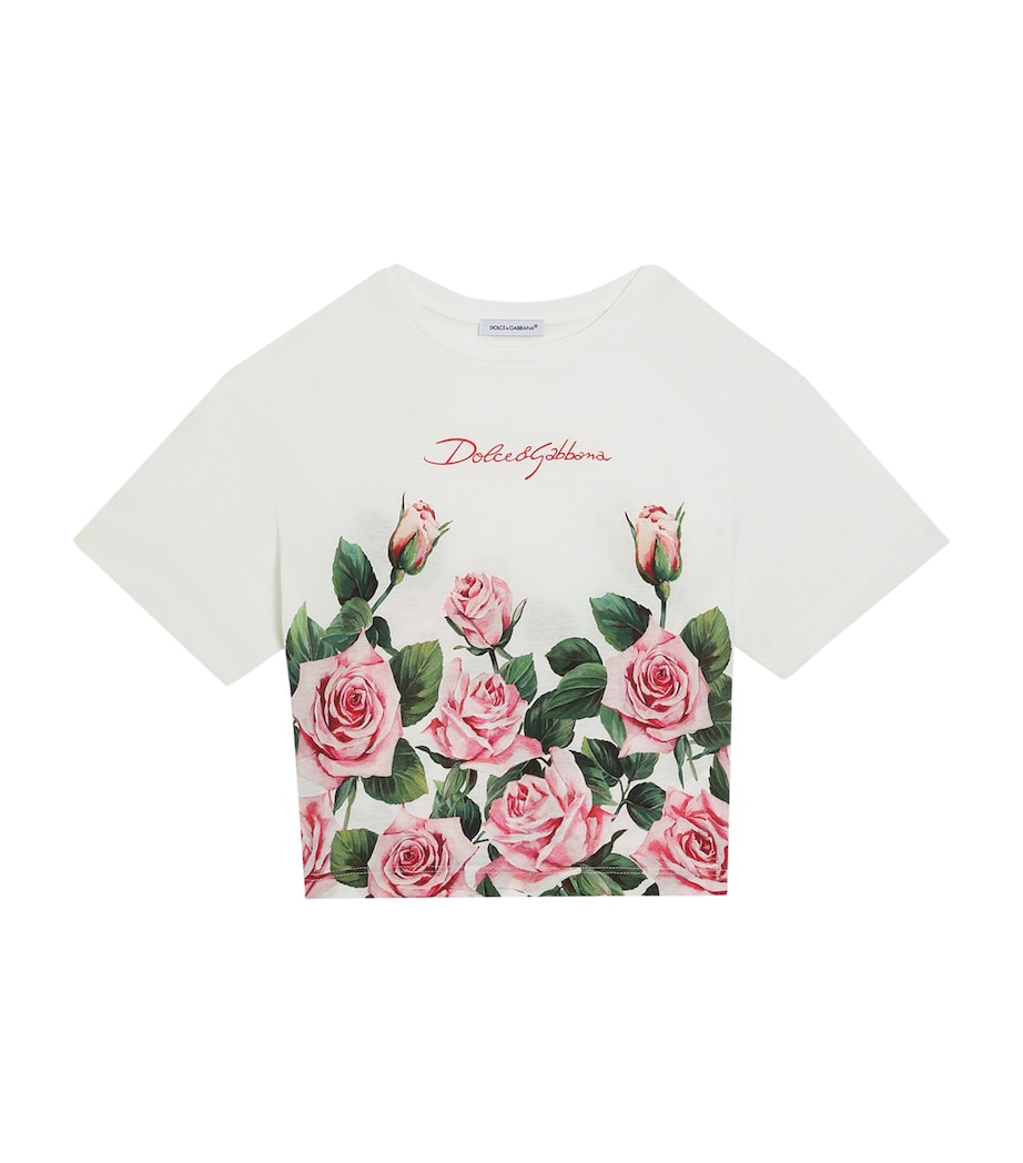 Cotton Logo Rose T-Shirt (8-12+ Years) HA5IZ-ROSE Image 1