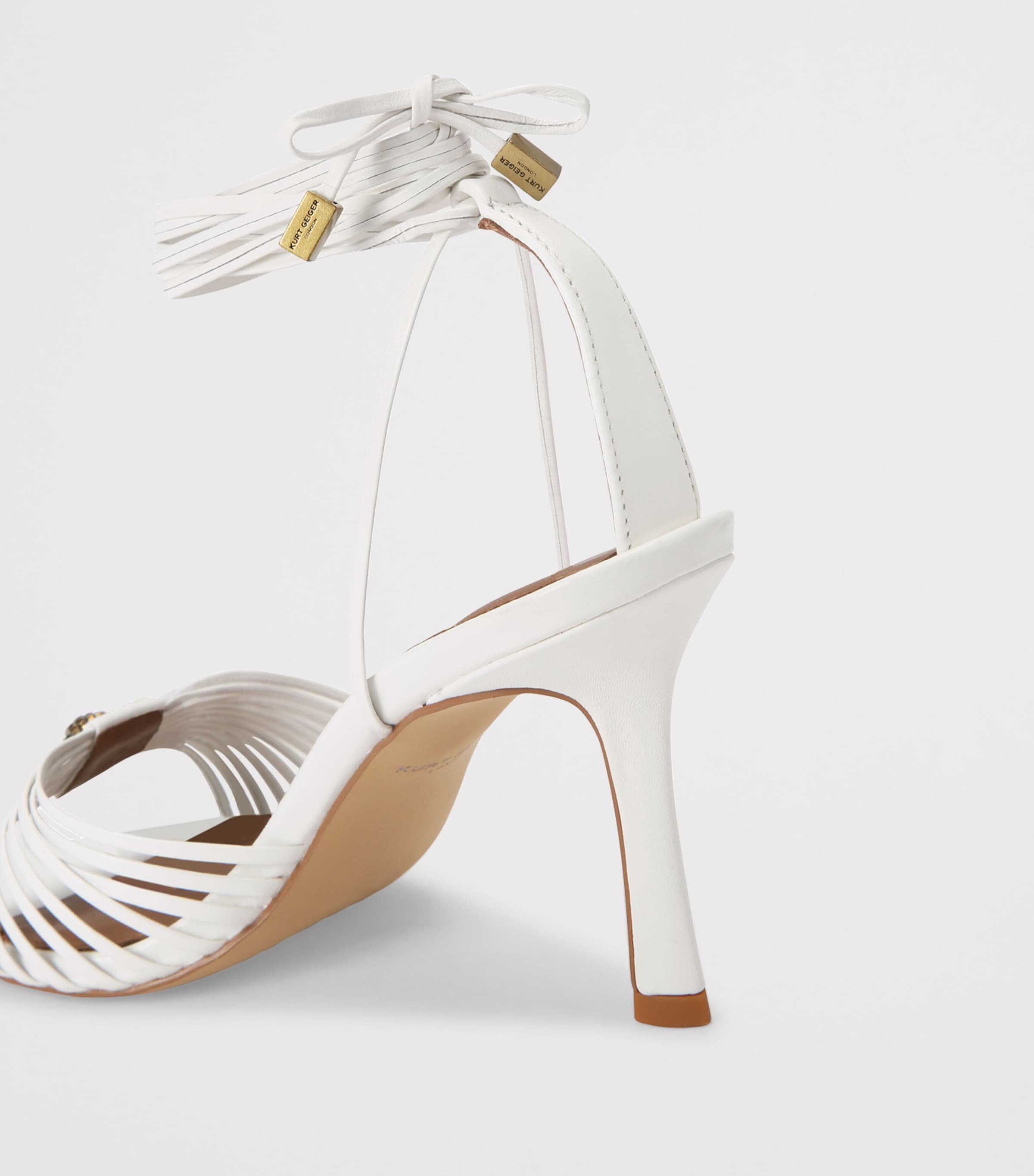 Kurt Geiger London Leather Embellished Heeled Sandals White Image 3