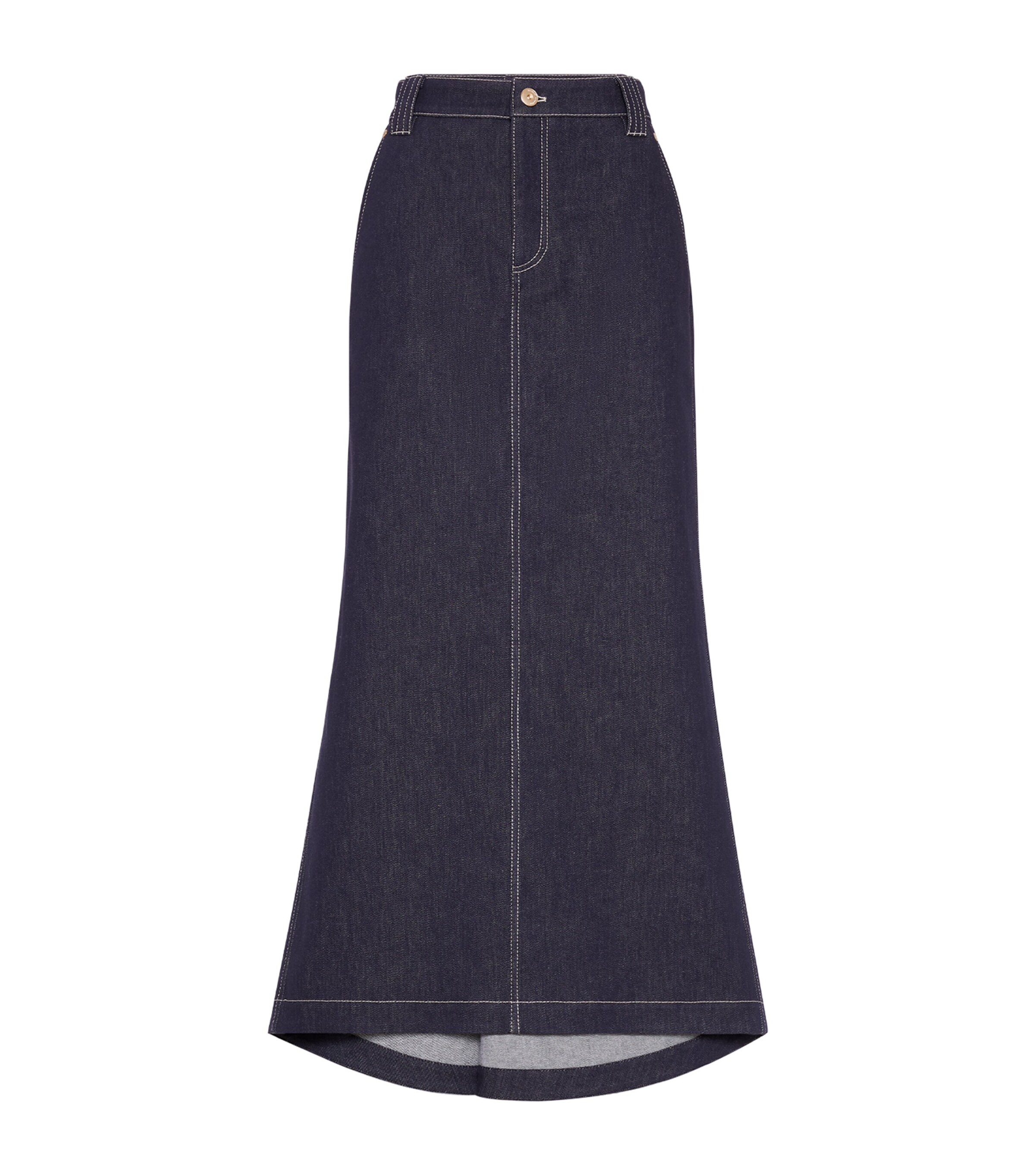 Brunello Cucinelli Denim Skirt With Belts And Pockets In Blue