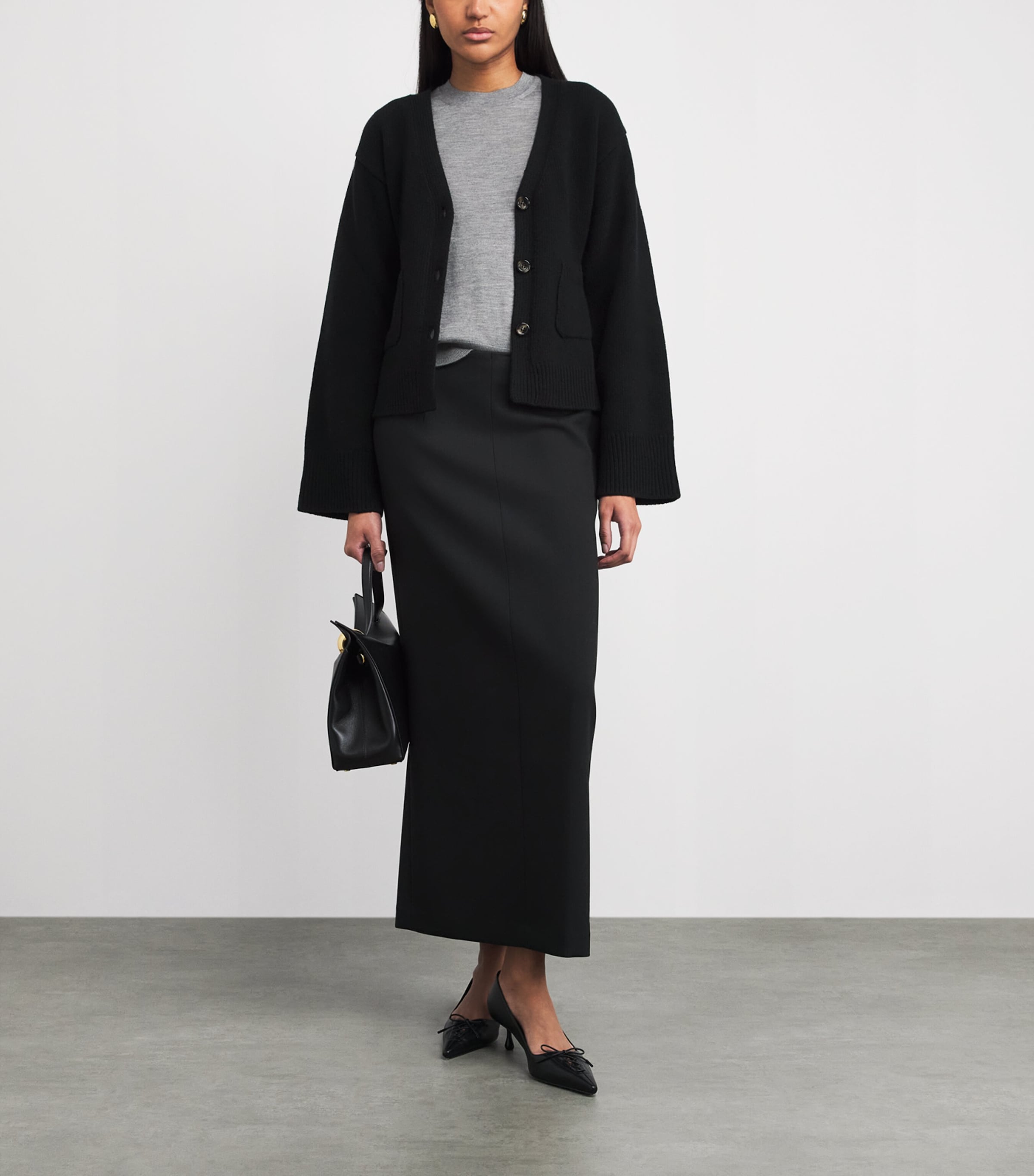 Almada Label Womens Merino Wool-Cashmere Drea Cardigan Black Image 2