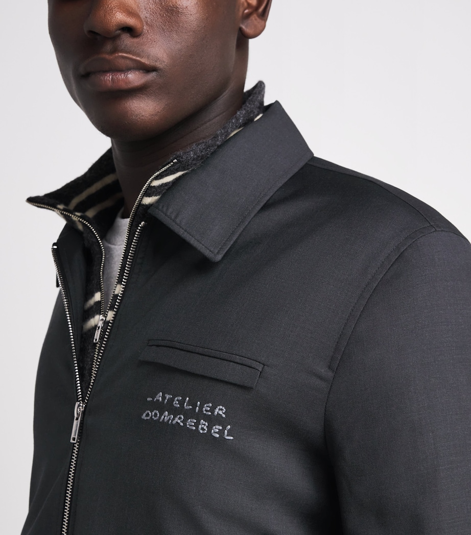 DOMREBEL Mens Virgin Wool Backstage Bomber Jacket Grey Wool Image 3