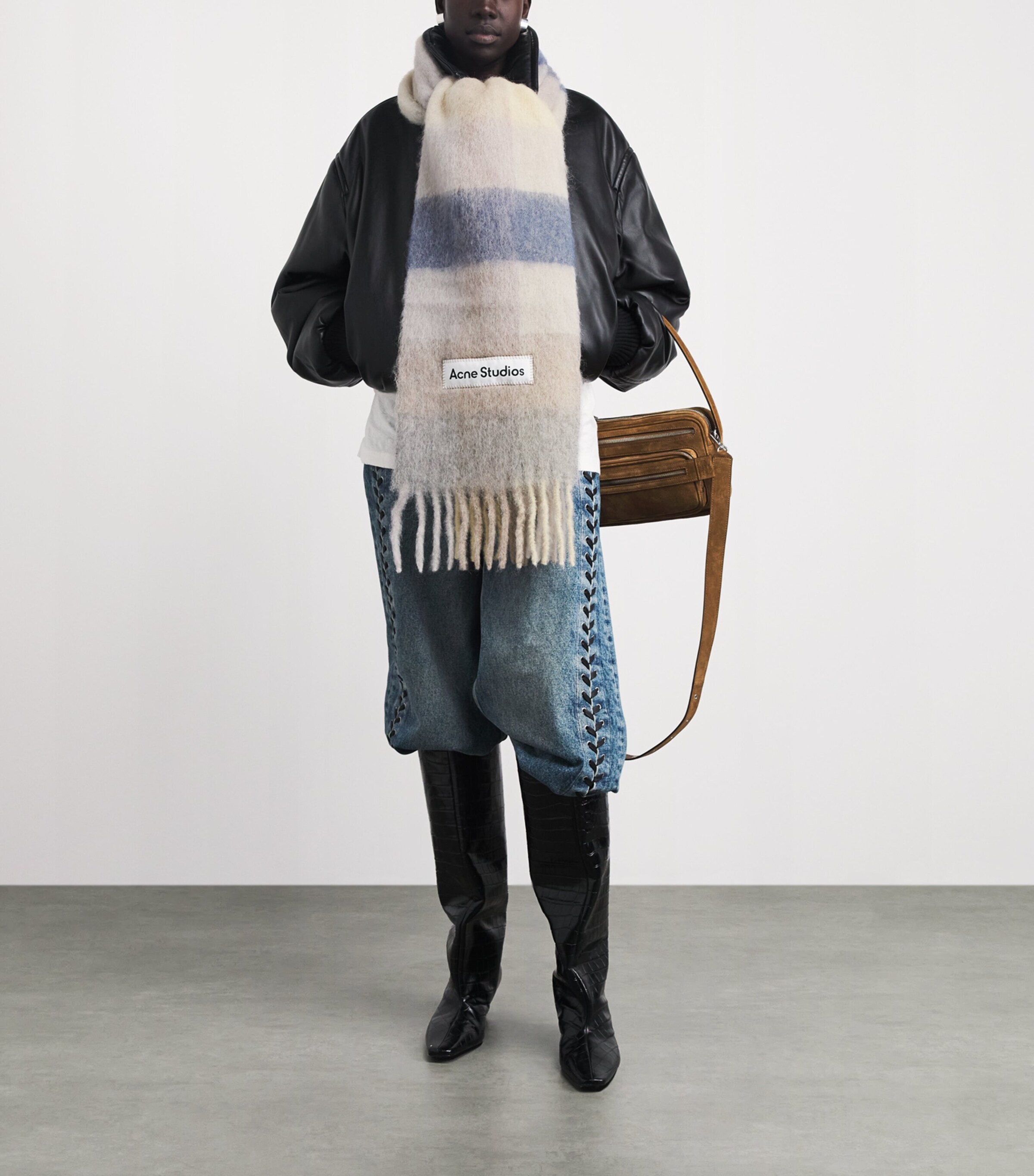 Acne Studios Check Fringe Scarf Vanilla/beige/lavndr Image 3