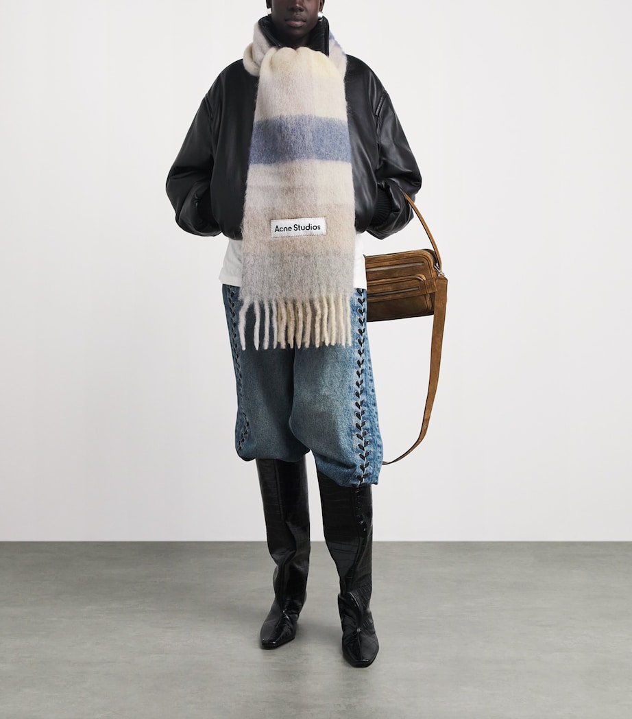 Acne Studios Check Fringe Scarf Vanilla/beige/lavndr Image 3
